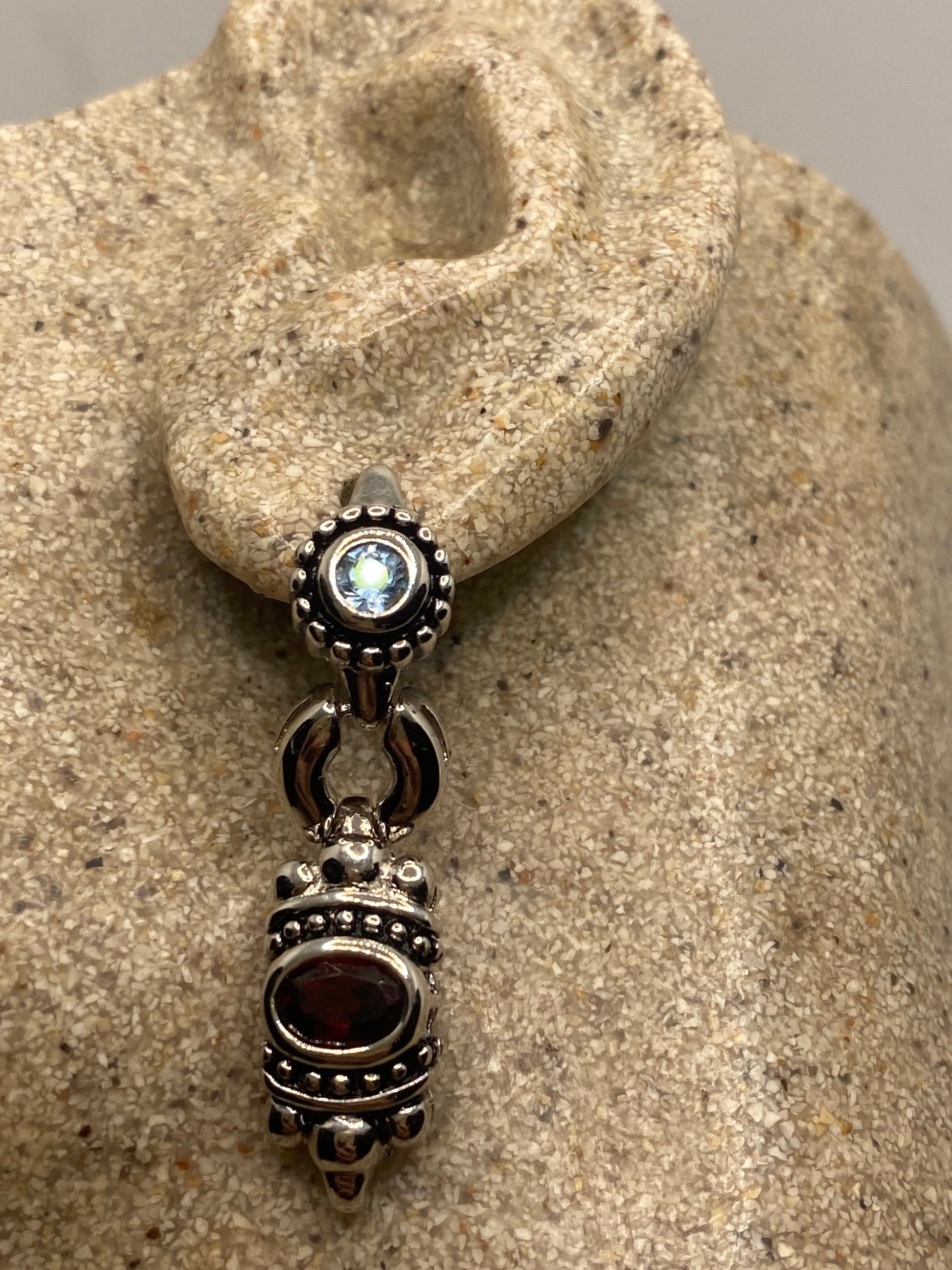 Vintage 925 Sterling Silver Bohemian Garnet Earrings