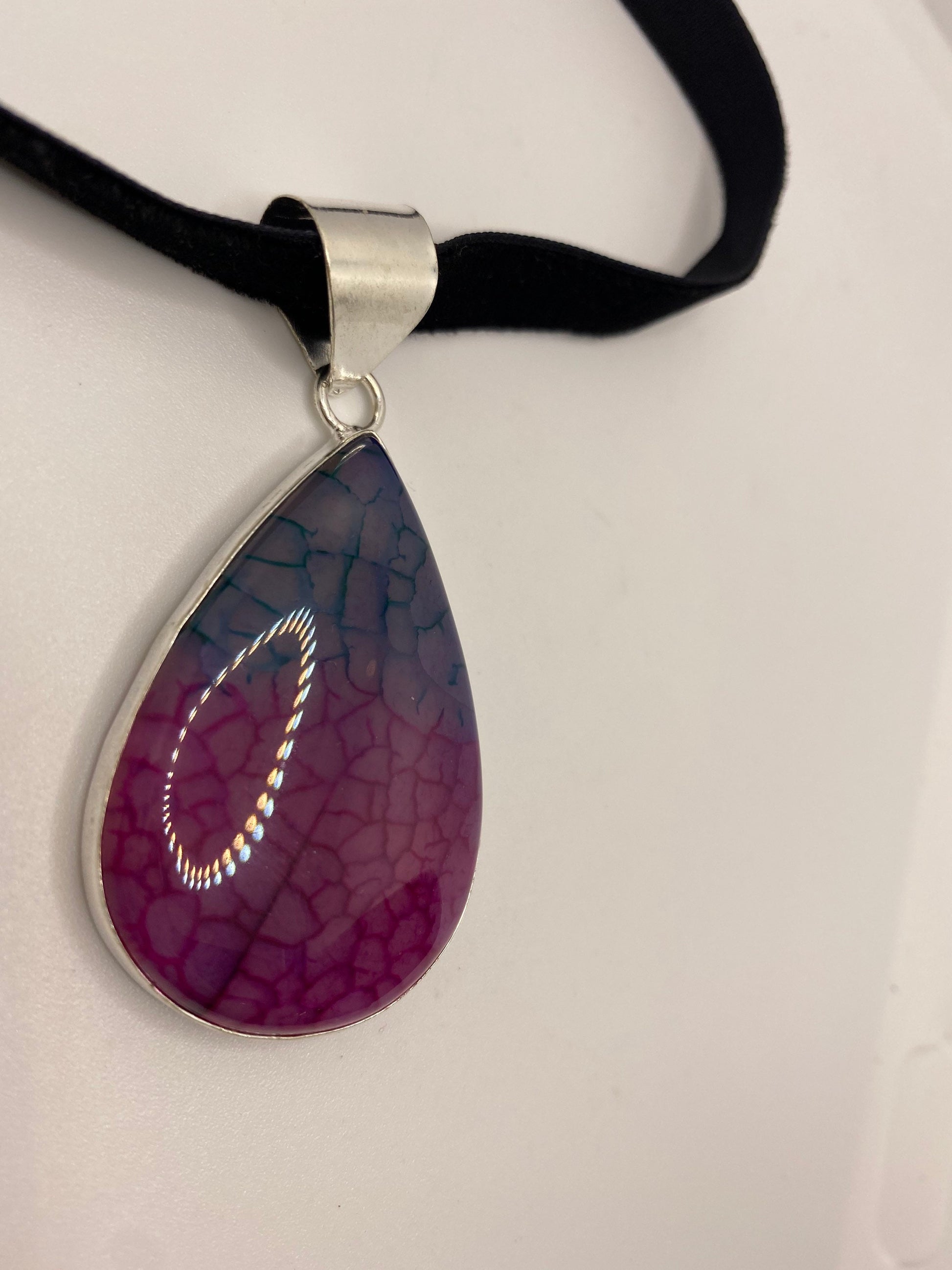 Vintage Watermelon crackled Onyx Choker Necklace