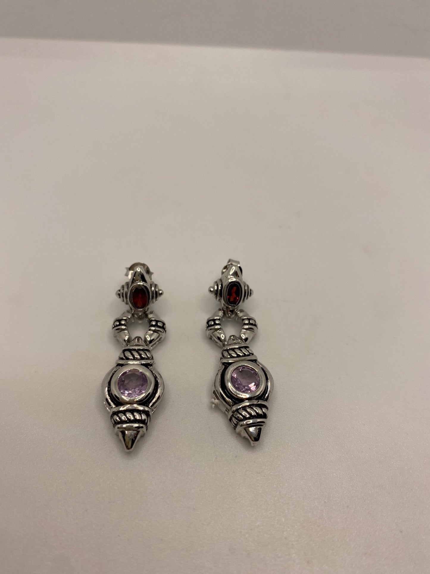 Vintage Amethyst Earrings 925 Sterling Silver Stud