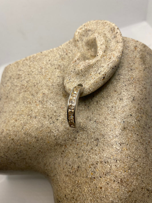 Vintage Champagne Cubic Zirconia Hoop Earrings