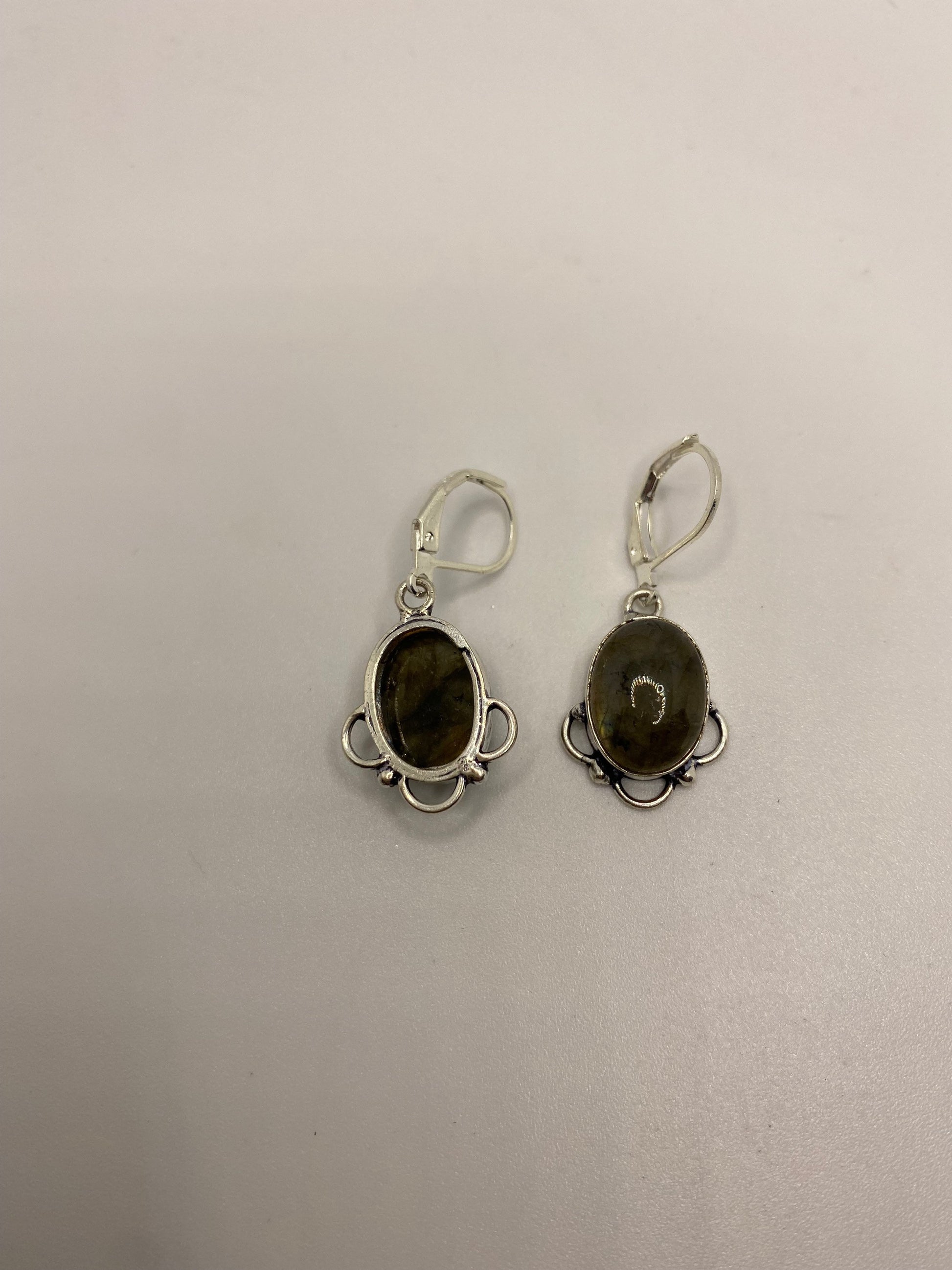 Vintage Labradorite Silver Dangle Earrings
