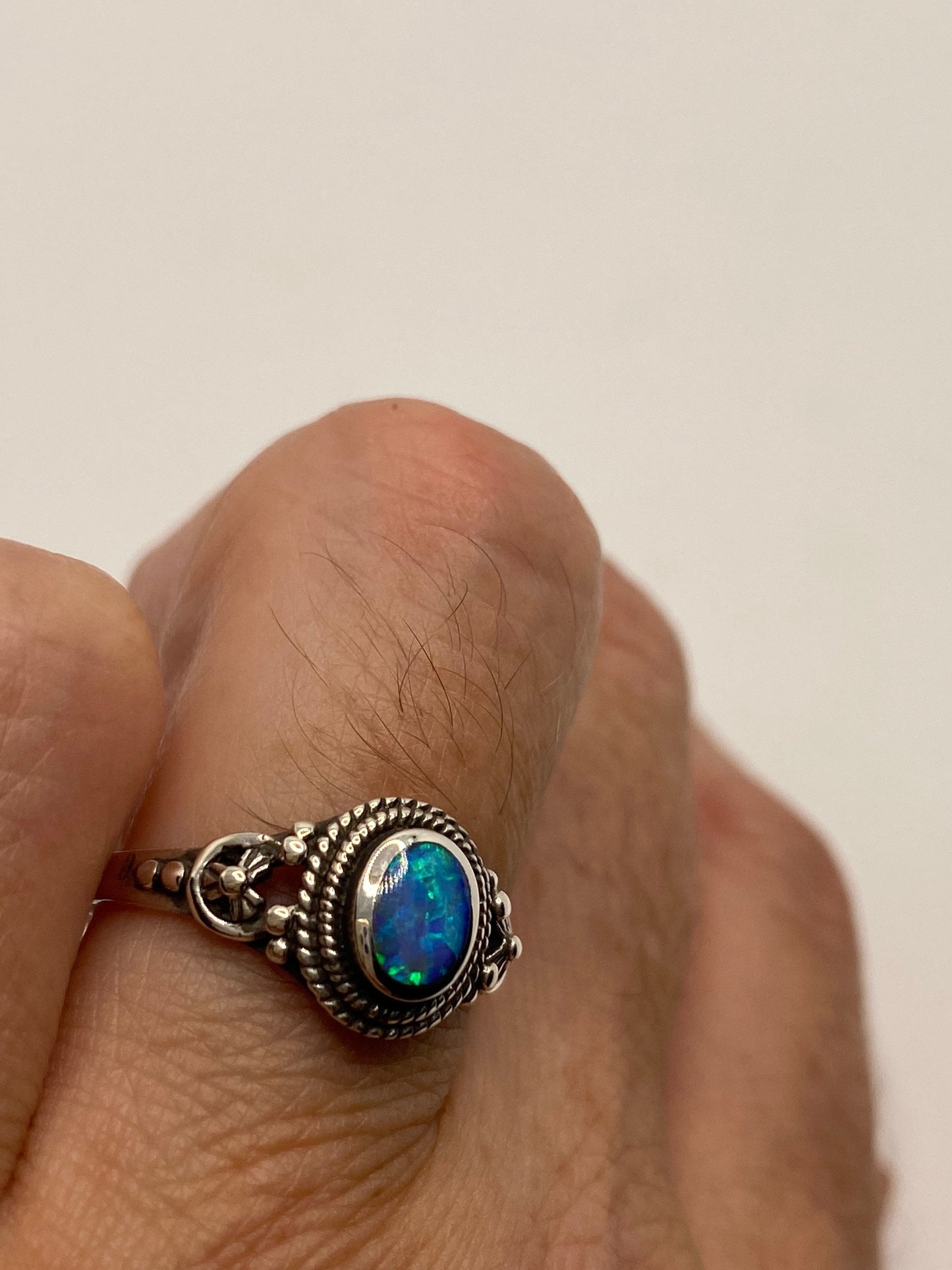 Vintage Opal 925 Sterling Silver Inlay Ring