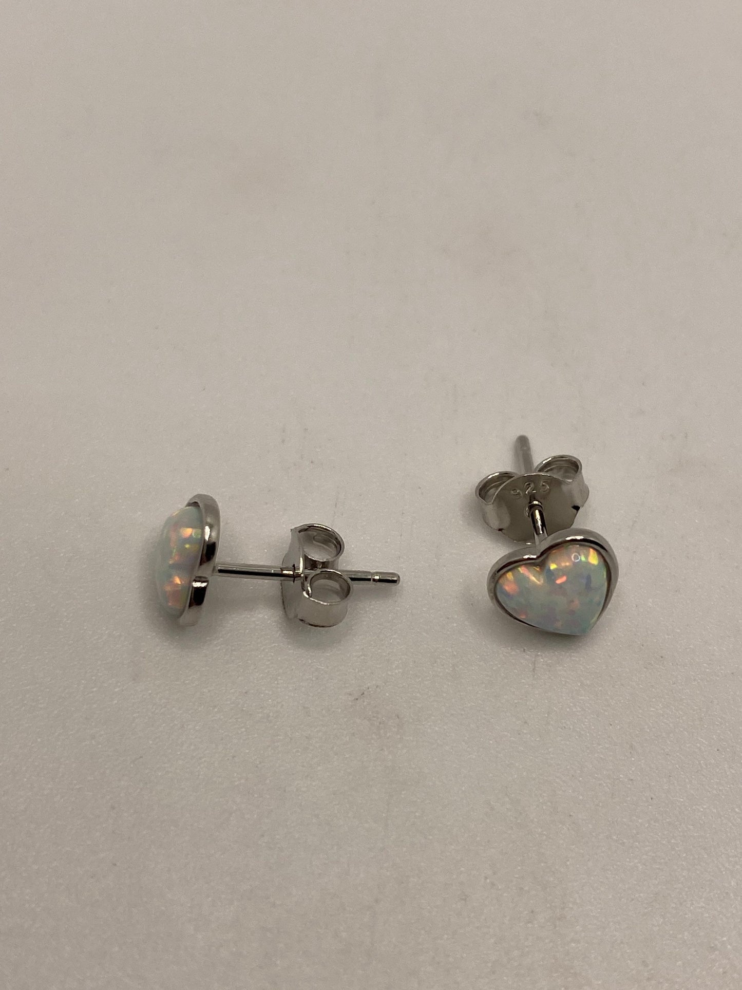 Vintage Opal Earrings 925 Sterling Silver Stud Button