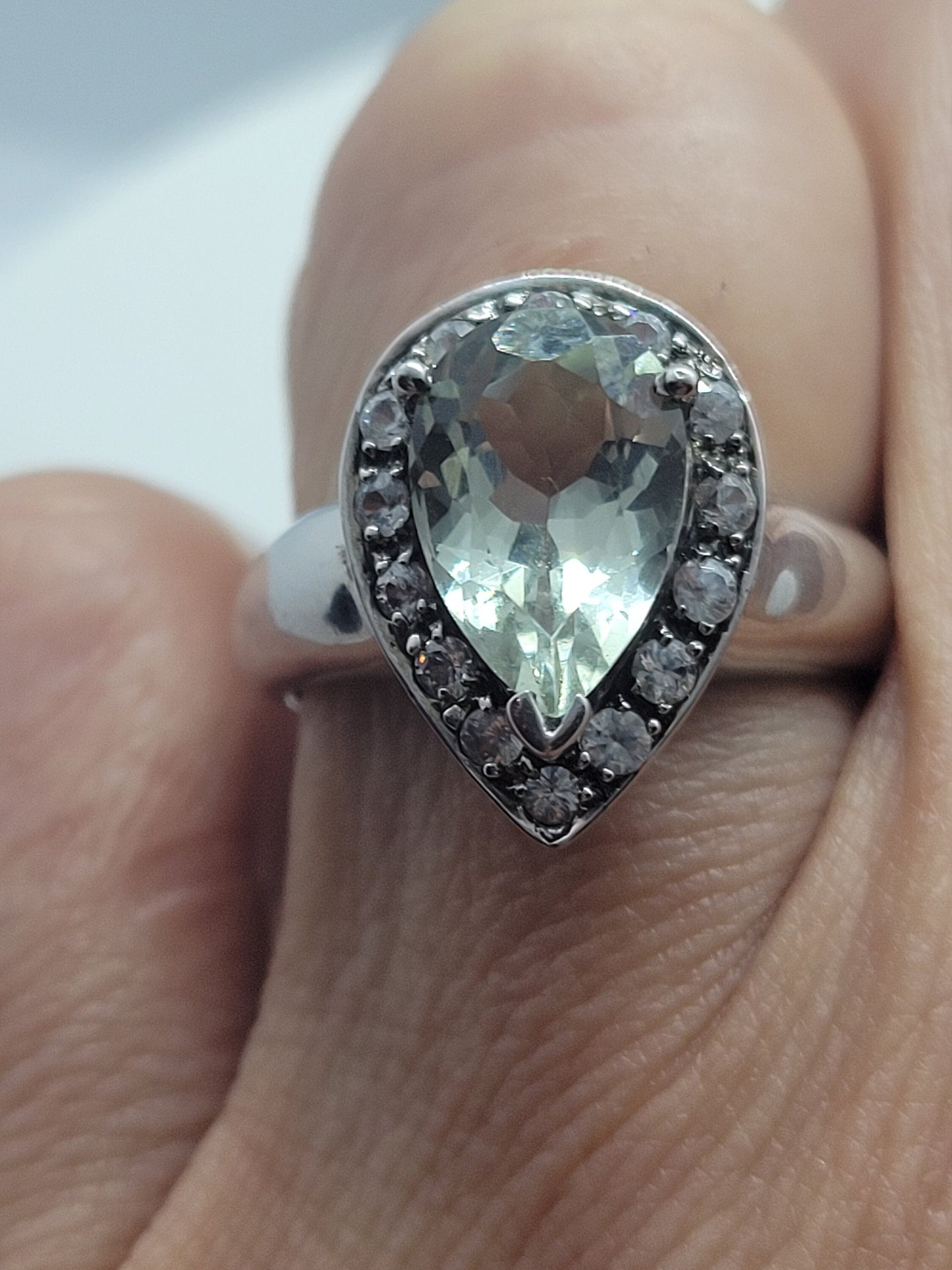 Vintage Smoky Quartz with White Topaz Ring in 925 Sterling Silver