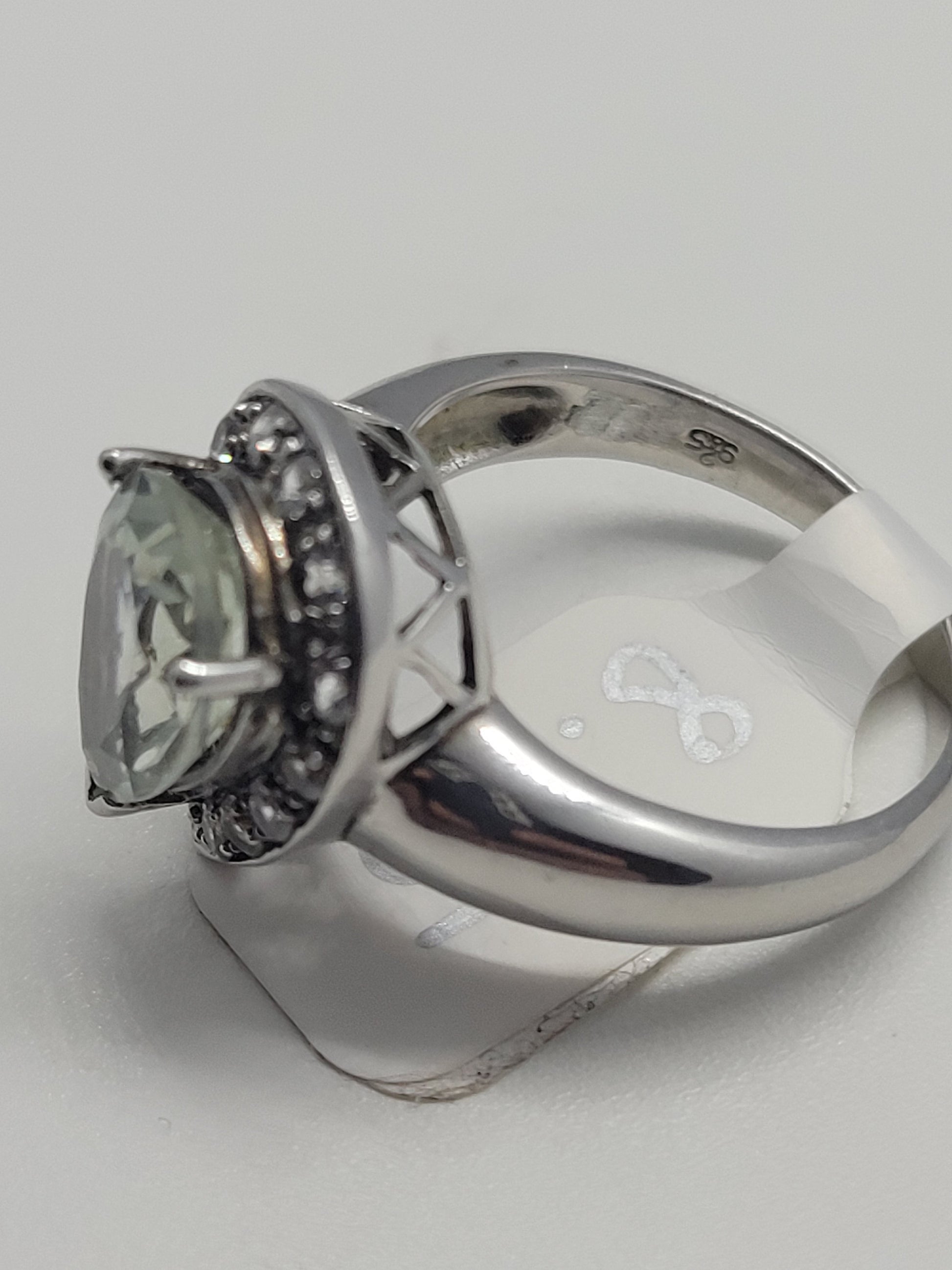 Vintage Smoky Quartz with White Topaz Ring in 925 Sterling Silver