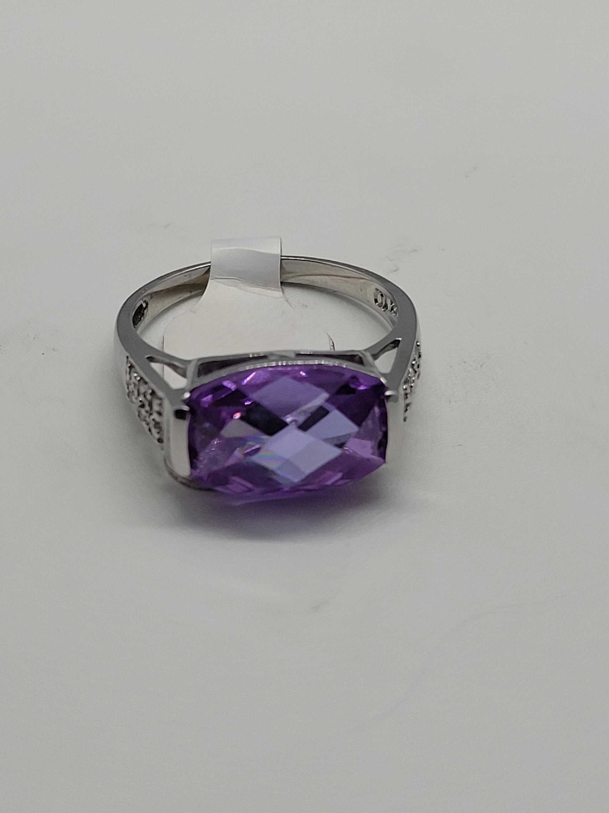 Vintage Lavender CZ with White Sapphire Ring in 925 Sterling Silver