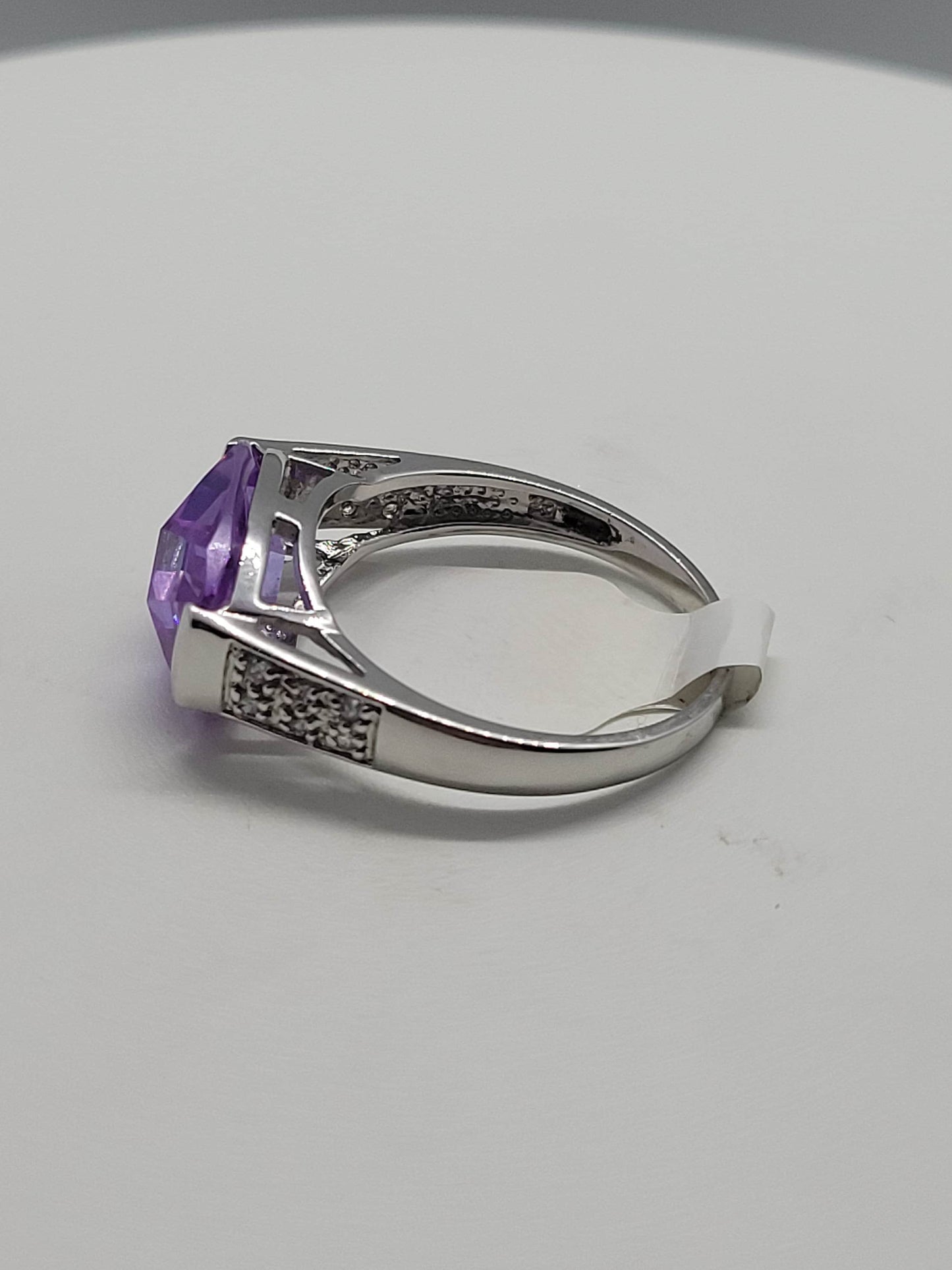 Vintage Lavender CZ with White Sapphire Ring in 925 Sterling Silver