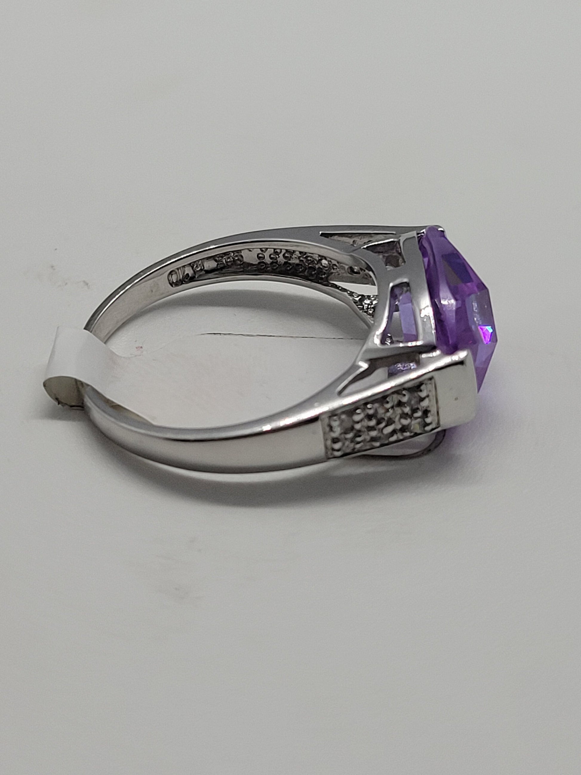 Vintage Lavender CZ with White Sapphire Ring in 925 Sterling Silver