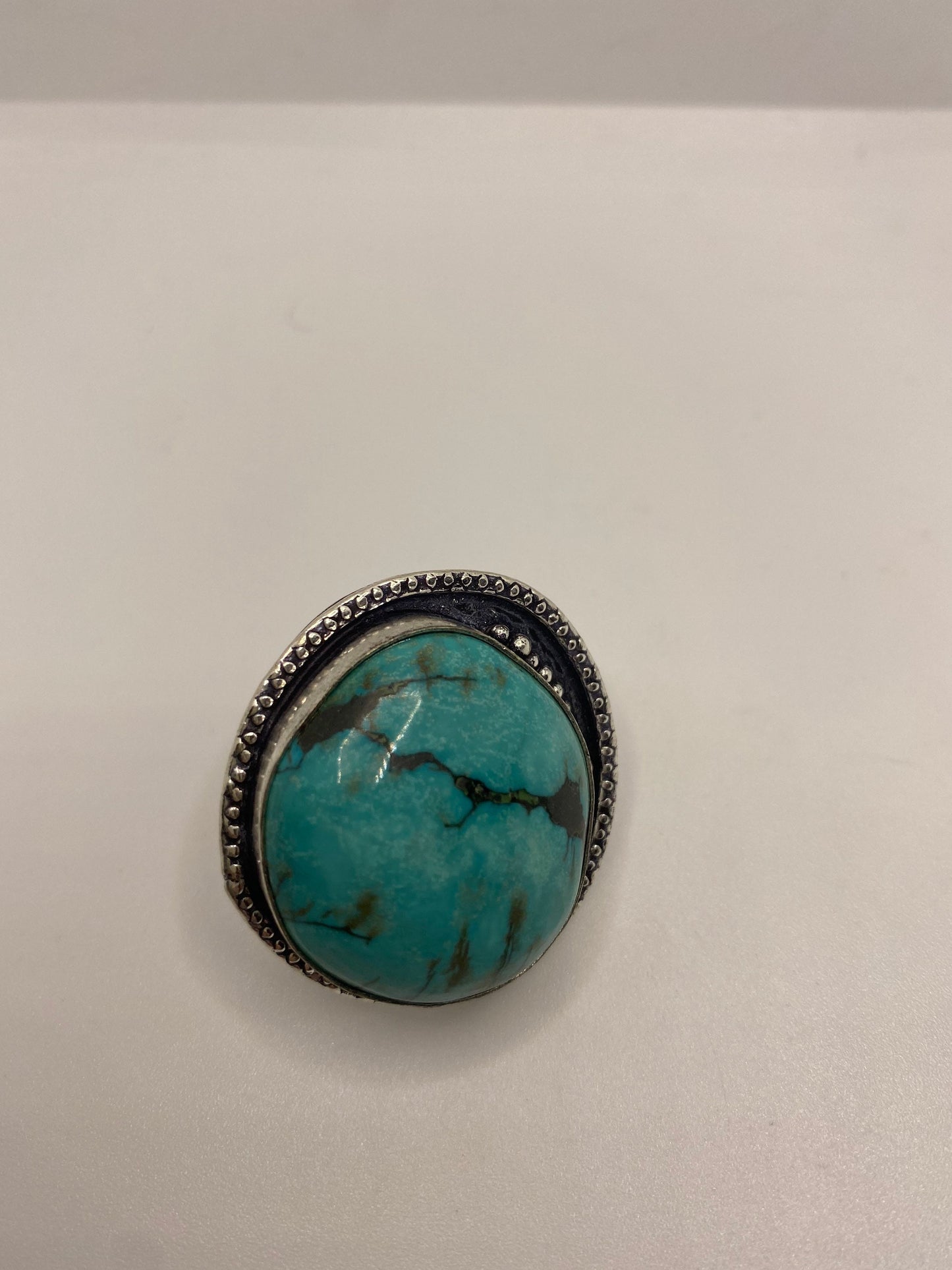 Vintage Blue Genuine Tibetan Turquoise Ring Size 10