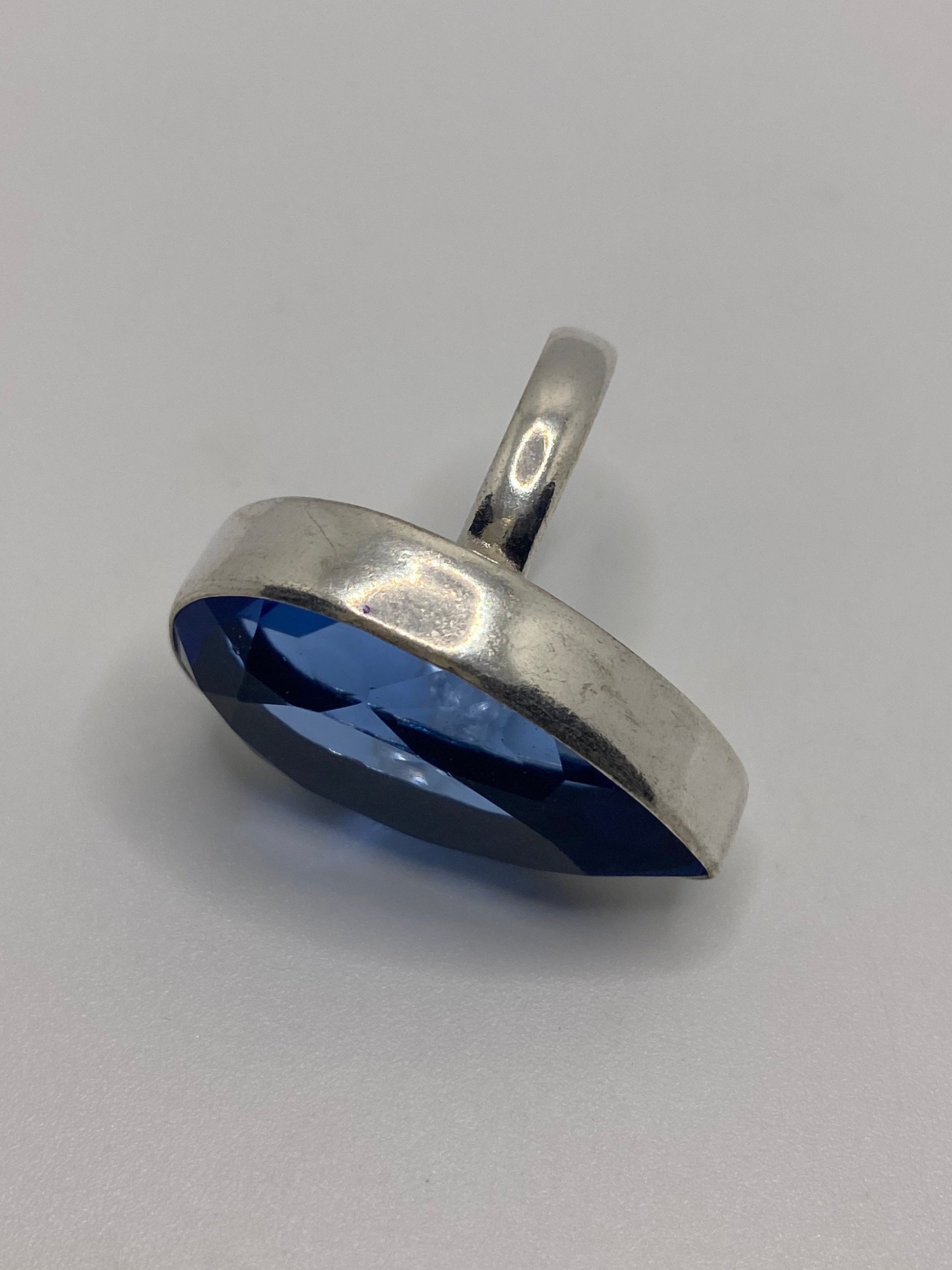 Vintage Blue Ring Antique Art Glass Cocktail