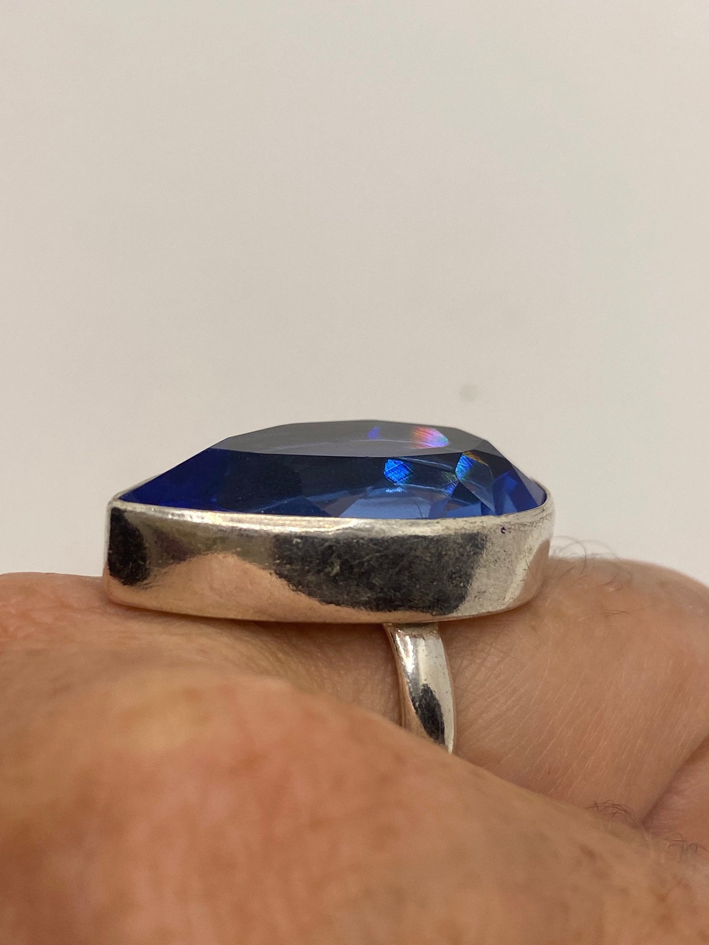 Vintage Blue Ring Antique Art Glass Cocktail