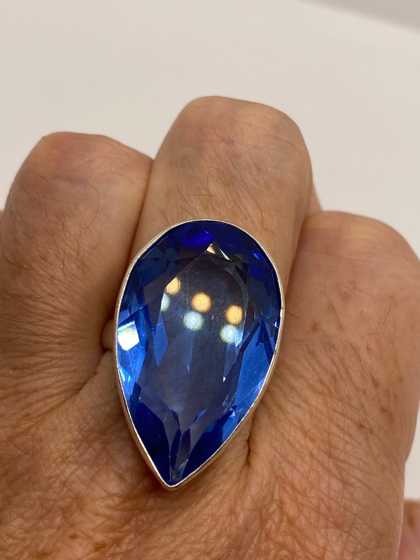 Vintage Blue Ring Antique Art Glass Cocktail