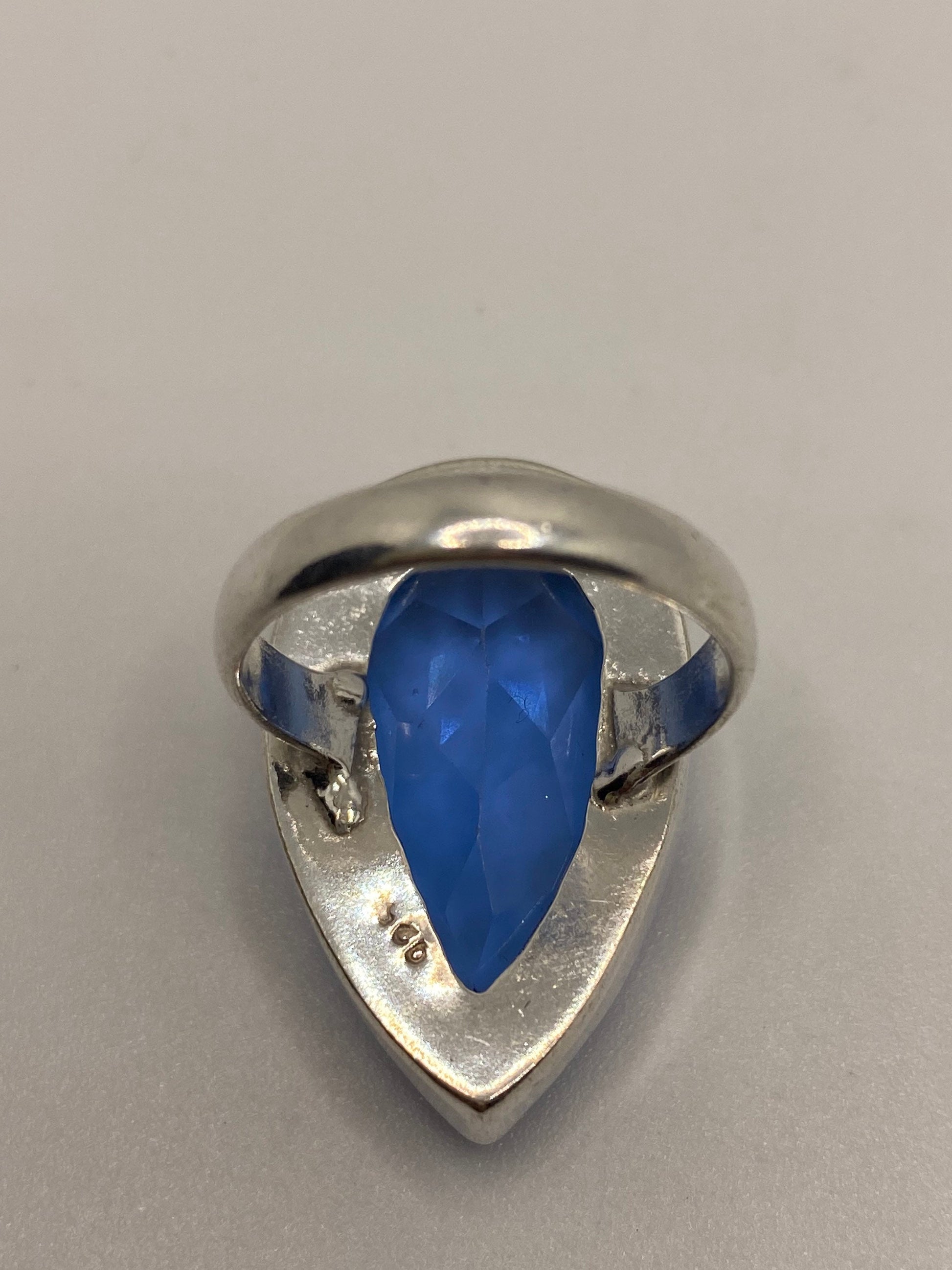 Vintage Blue Ring Antique Art Glass Cocktail