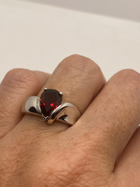 Vintage Garnet Ring 925 Sterling Silver