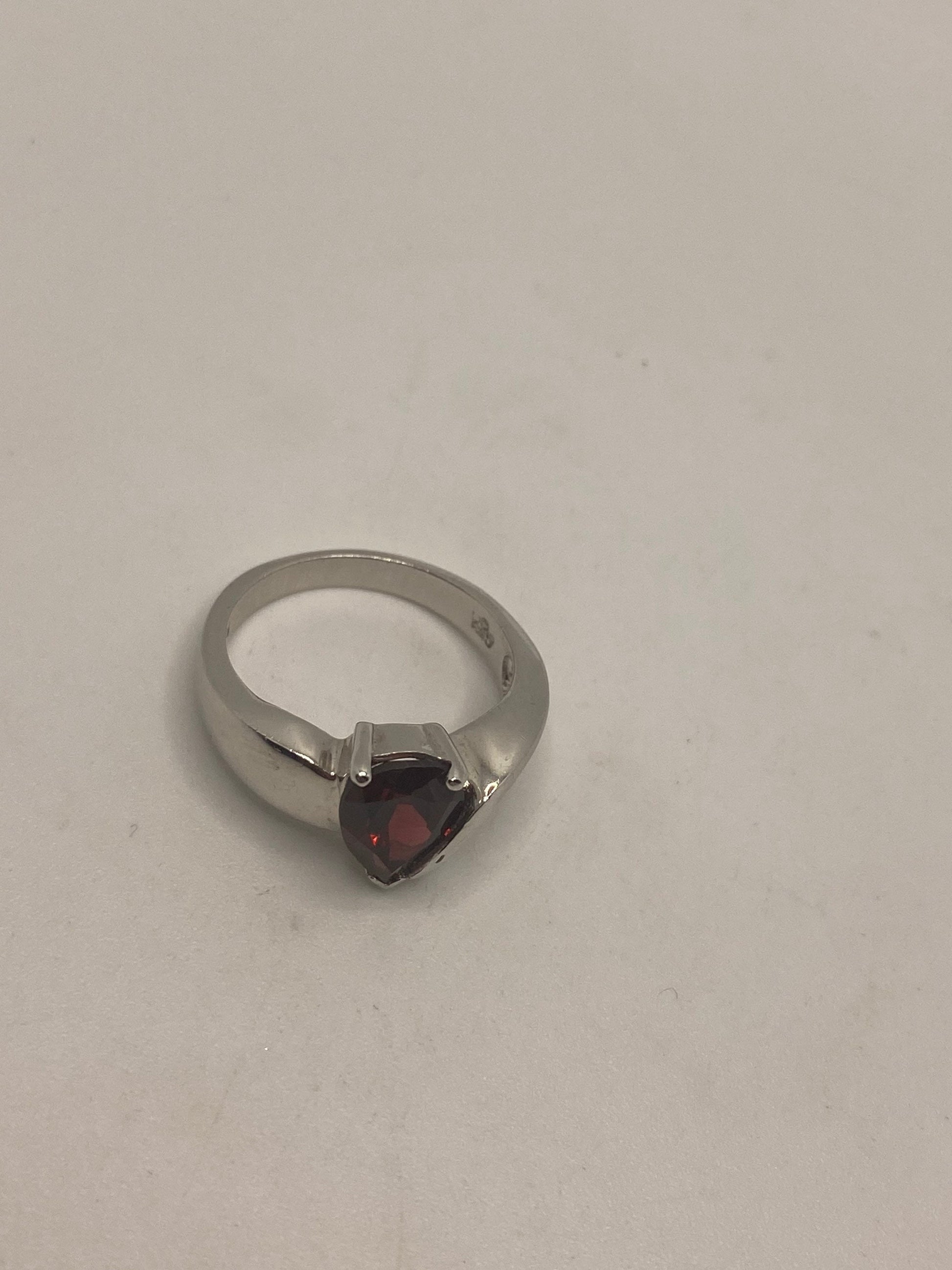 Vintage Garnet Ring 925 Sterling Silver