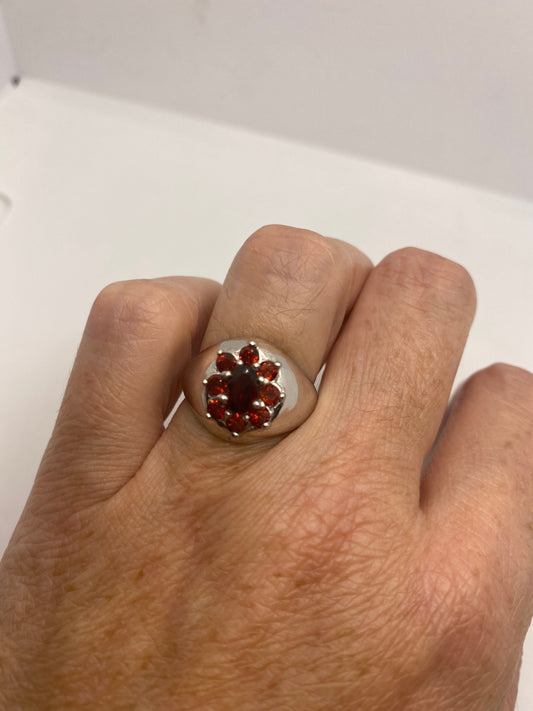 Vintage Garnet Ring 925 Sterling Silver