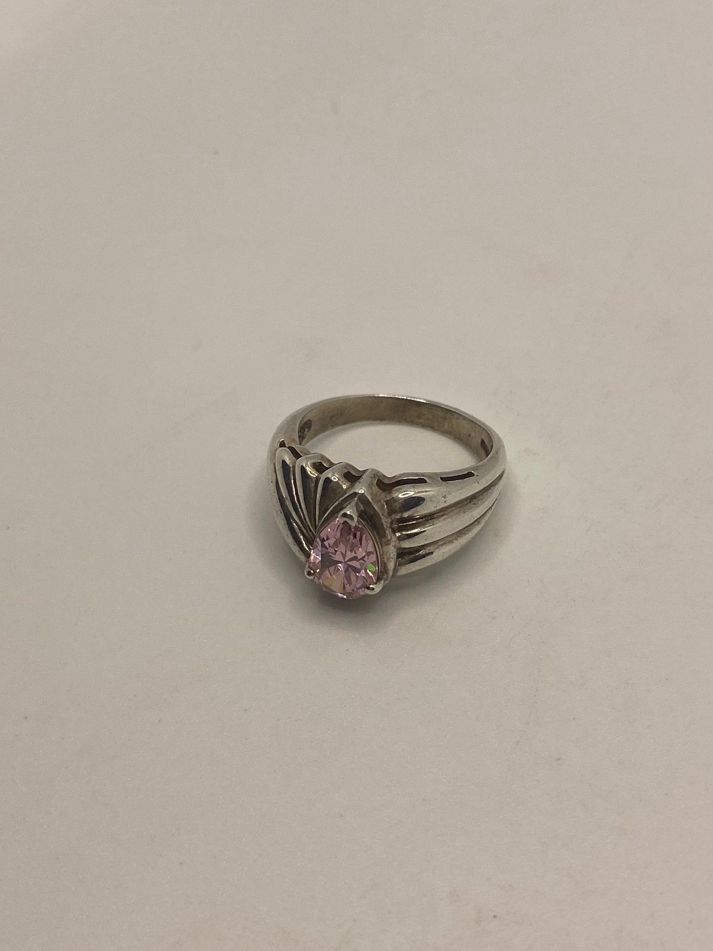 Vintage Pink Ice CZ Deco Ring 925 Sterling Silver