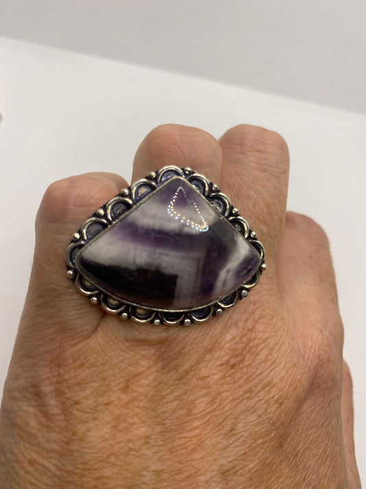 Vintage Genuine Amethyst Lace Agate Ring