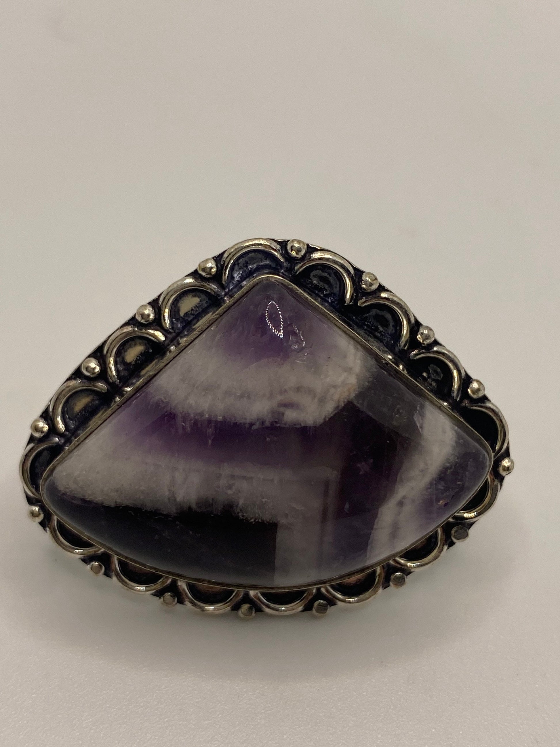 Vintage Genuine Amethyst Lace Agate Ring
