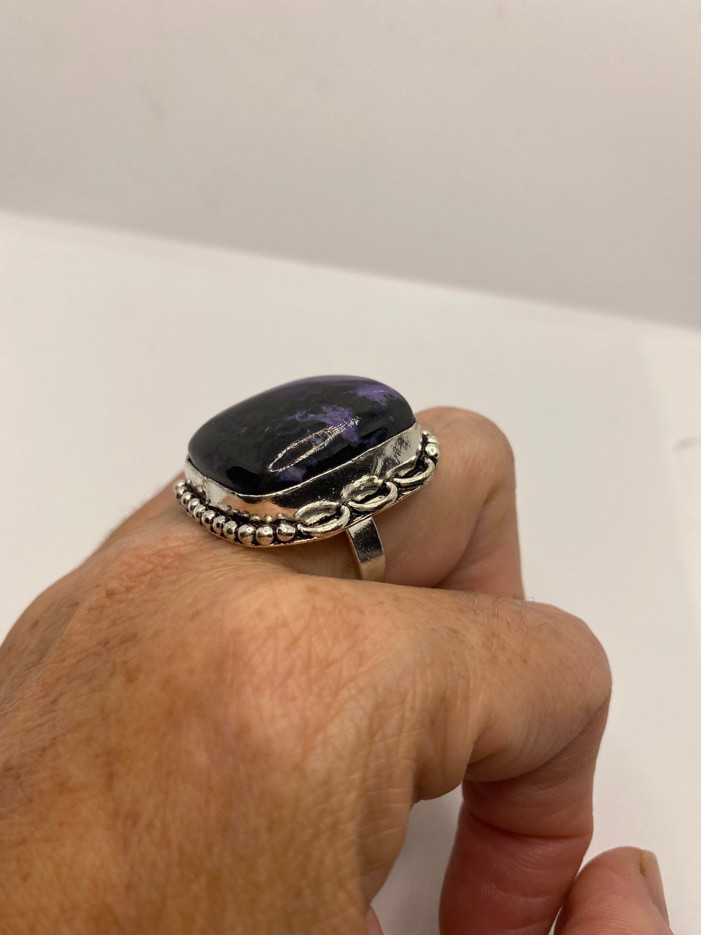Vintage Genuine Amethyst Lace Agate Ring