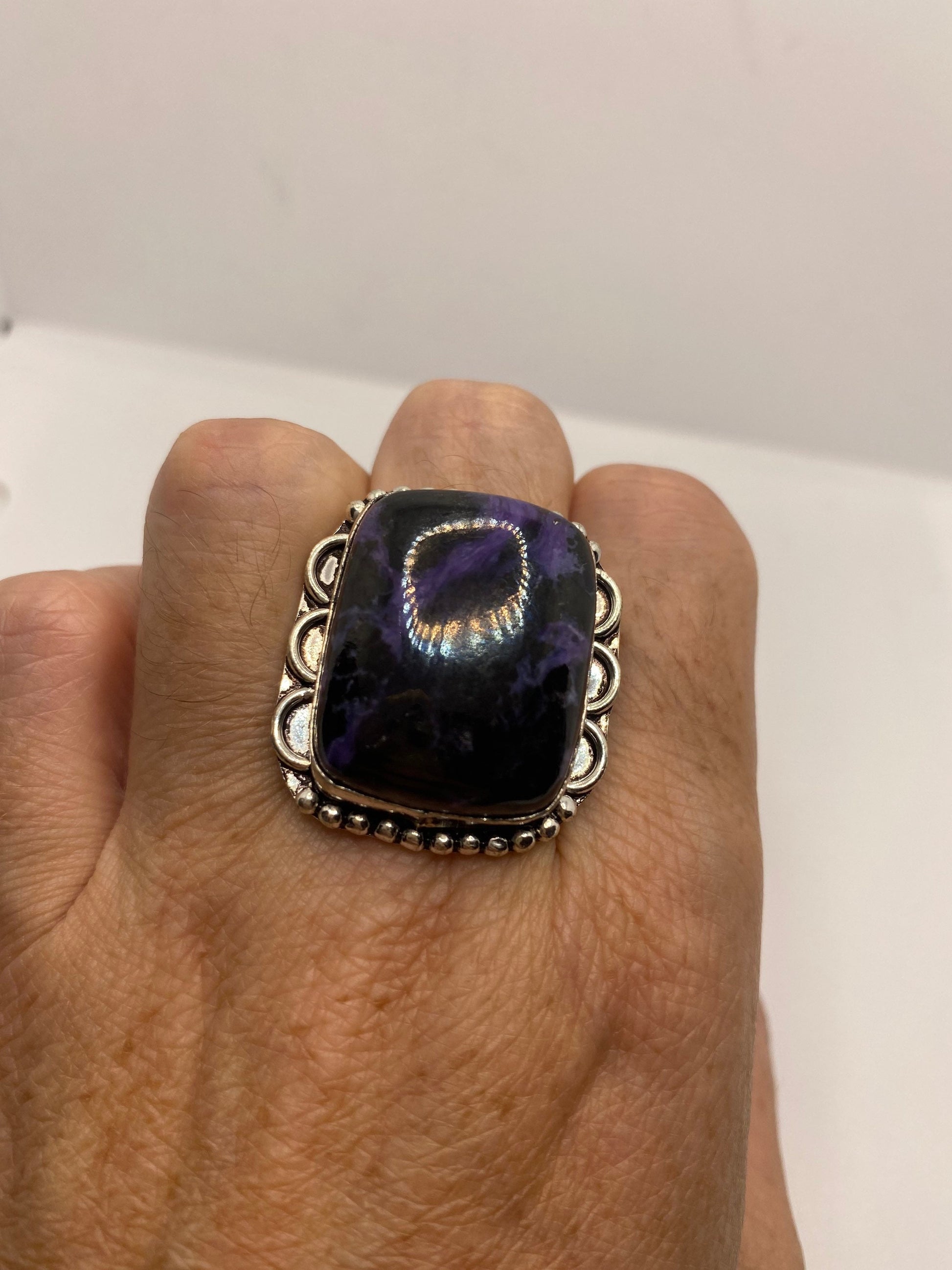 Vintage Genuine Amethyst Lace Agate Ring
