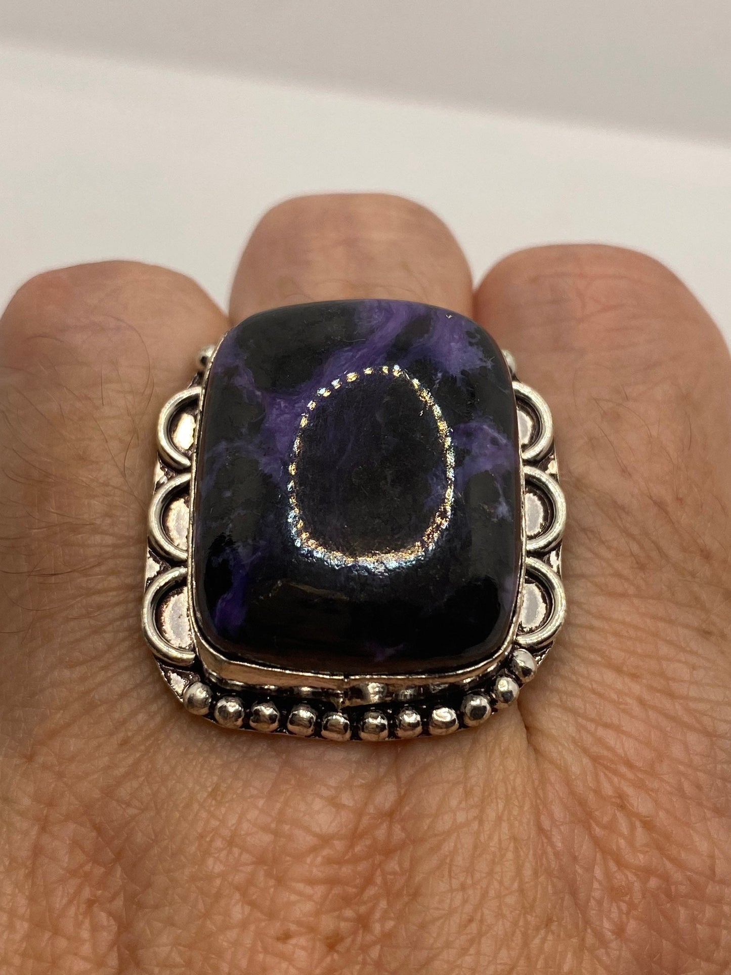 Vintage Genuine Amethyst Lace Agate Ring