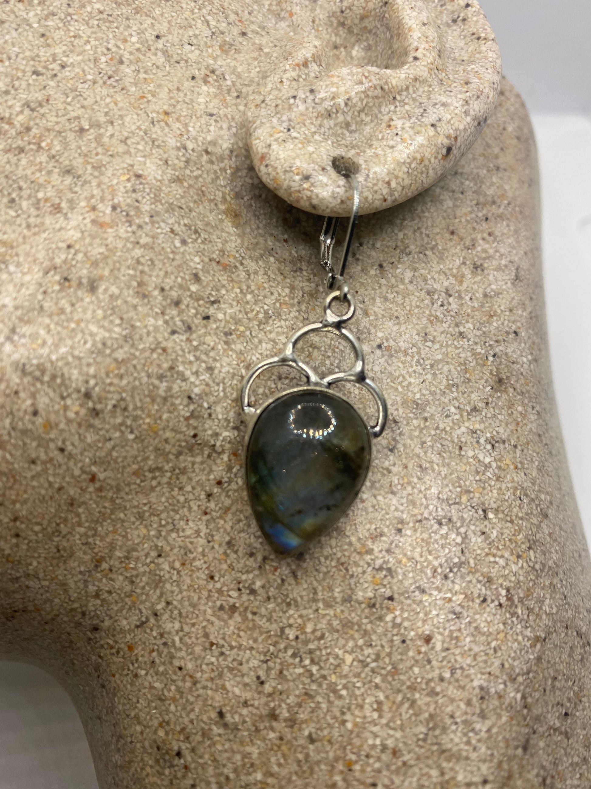 Vintage Labradorite Silver Dangle Earrings