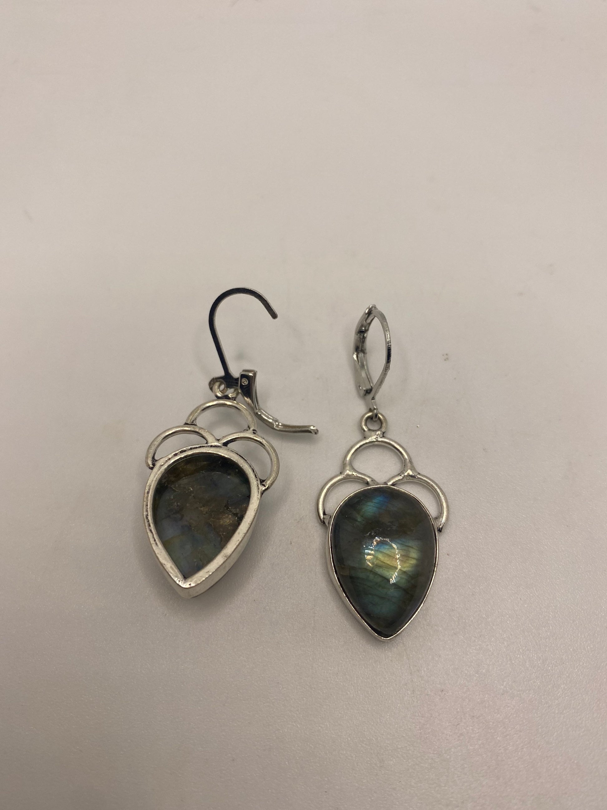 Vintage Labradorite Silver Dangle Earrings