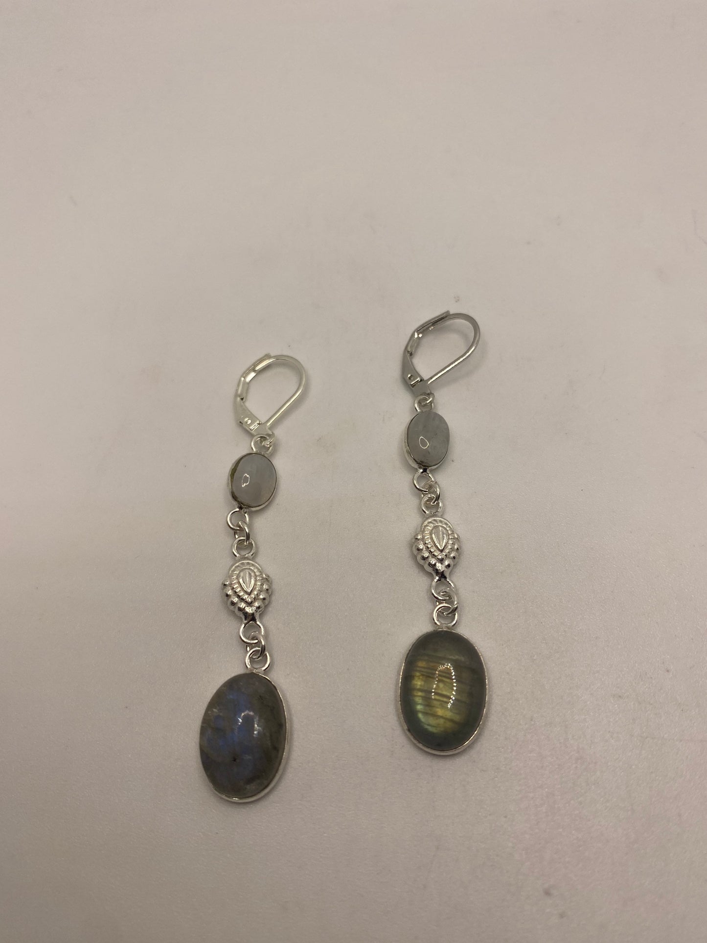 Vintage Labradorite Silver Dangle Earrings