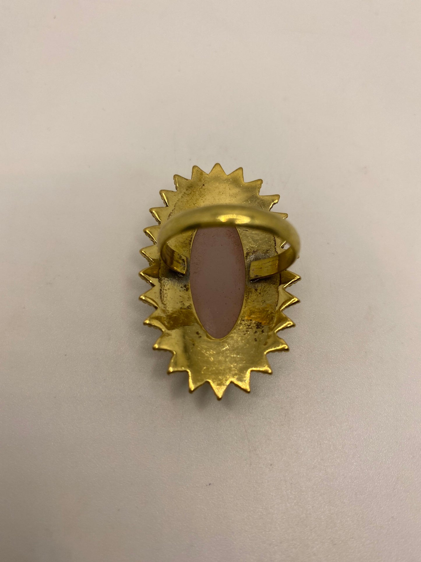 Vintage Genuine Rose Quartz Golden Bronze Ring