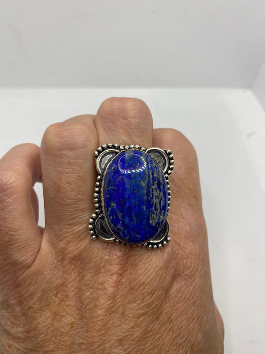 Vintage Blue Genuine Lapis Lazuli Ring Size 9