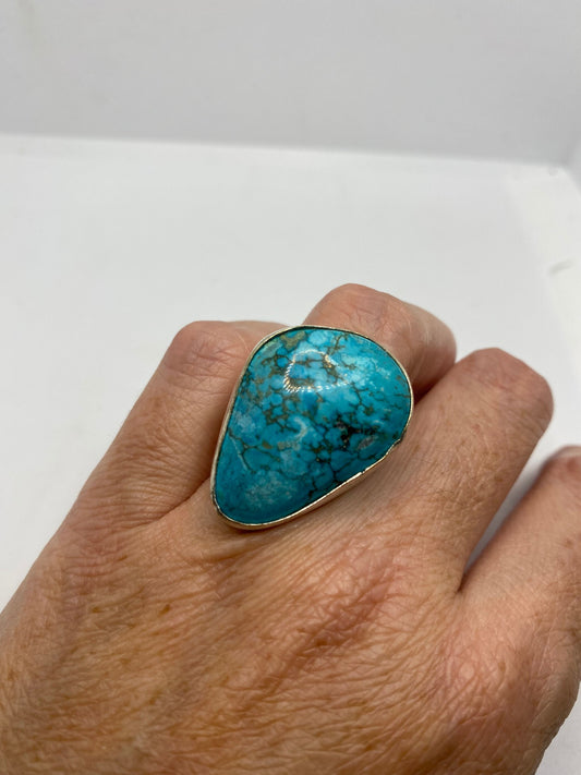 Vintage Blue Genuine Tibetan Turquoise Ring Size 5.5