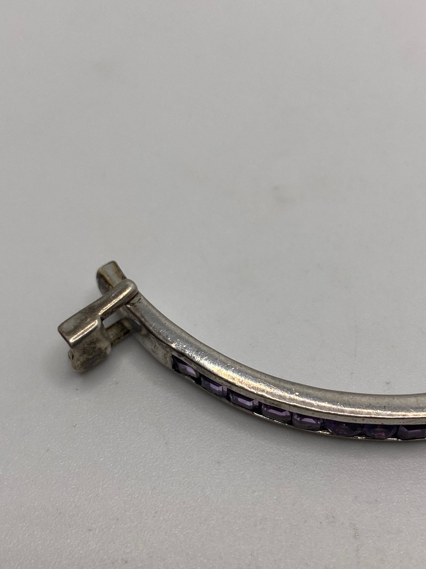 Vintage Purple Amethyst Bracelet 925 Sterling Silver Bangle