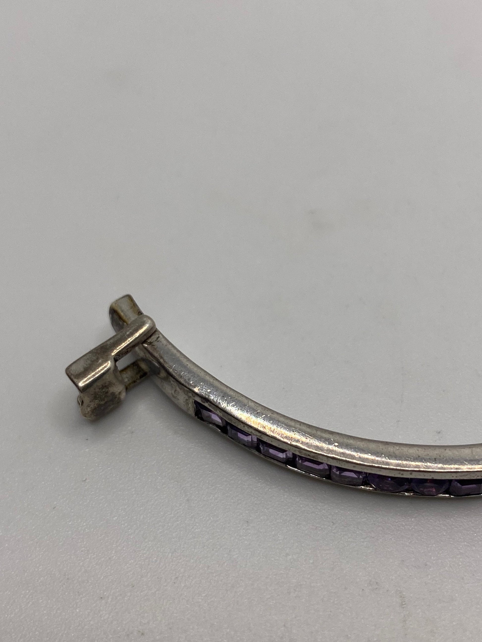 Vintage Purple Amethyst Bracelet 925 Sterling Silver Bangle