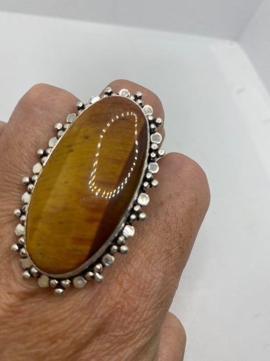 Vintage Tigers Eye Stone Silver Ring