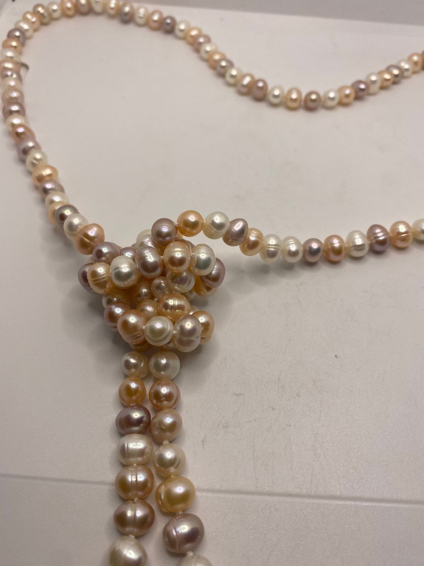 Vintage Hand Knotted Pink Pearl 48 in Necklace