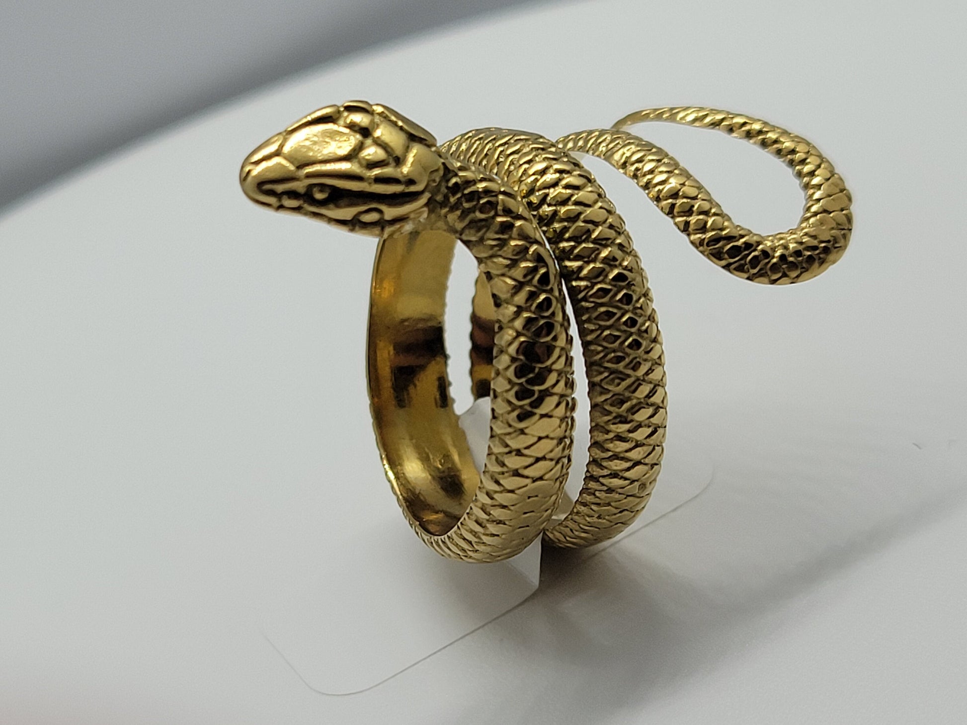 Vintage Snake Ring in 18k Gold Finished Stainless Steel