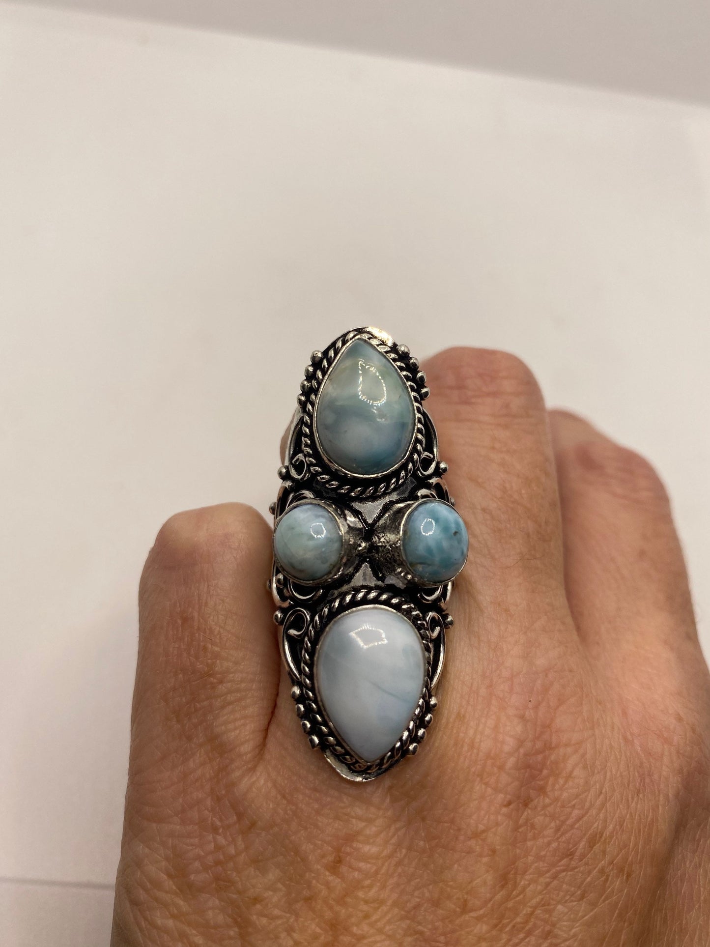 Vintage Aqua Blue Larimar Ring