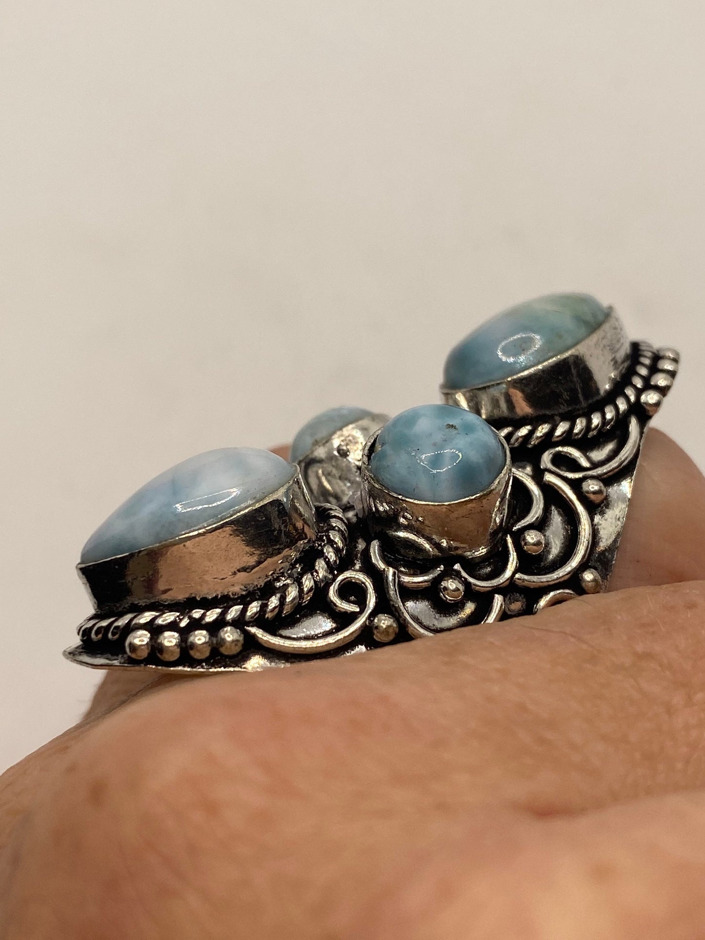 Vintage Aqua Blue Larimar Ring