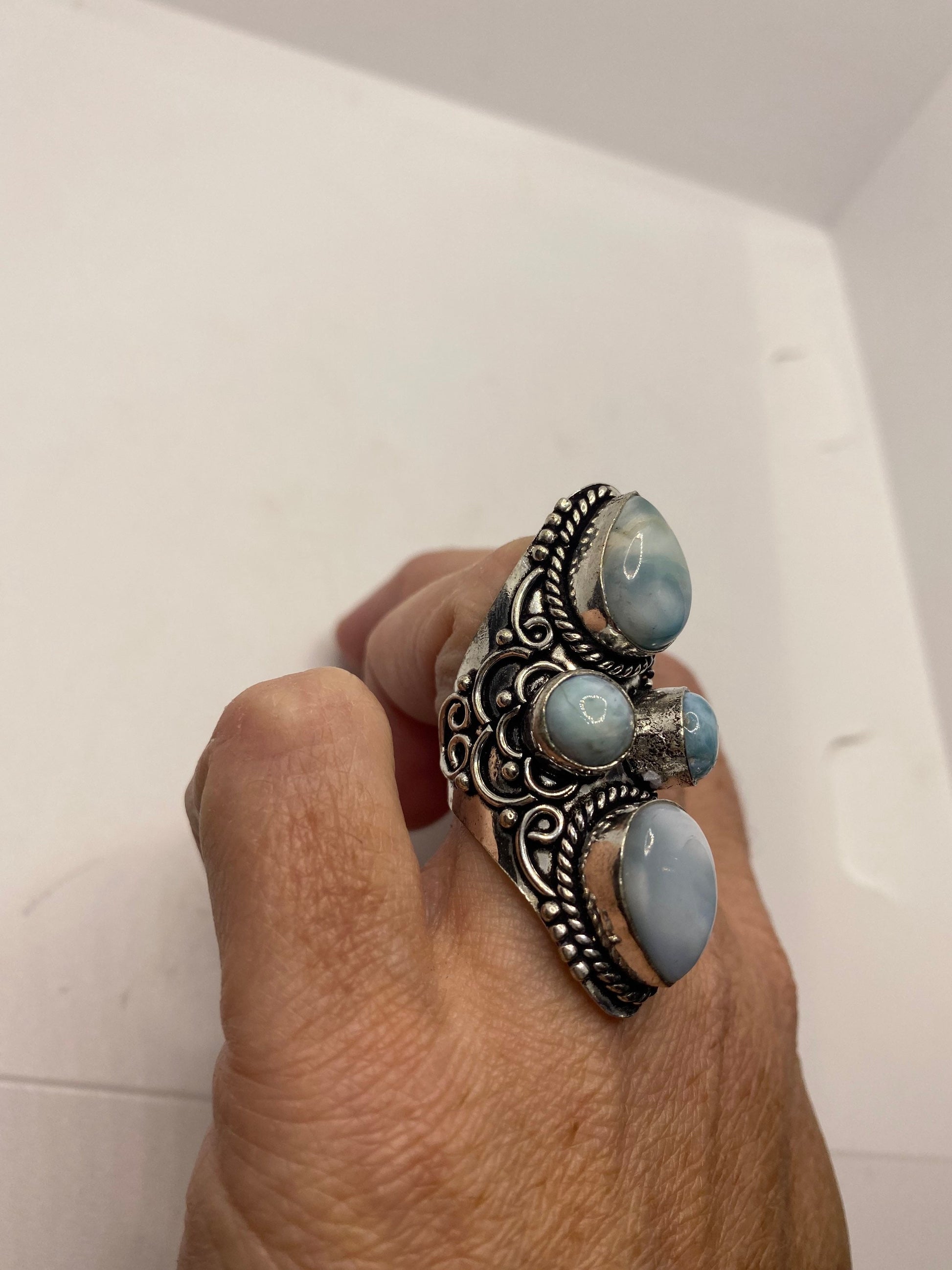 Vintage Aqua Blue Larimar Ring