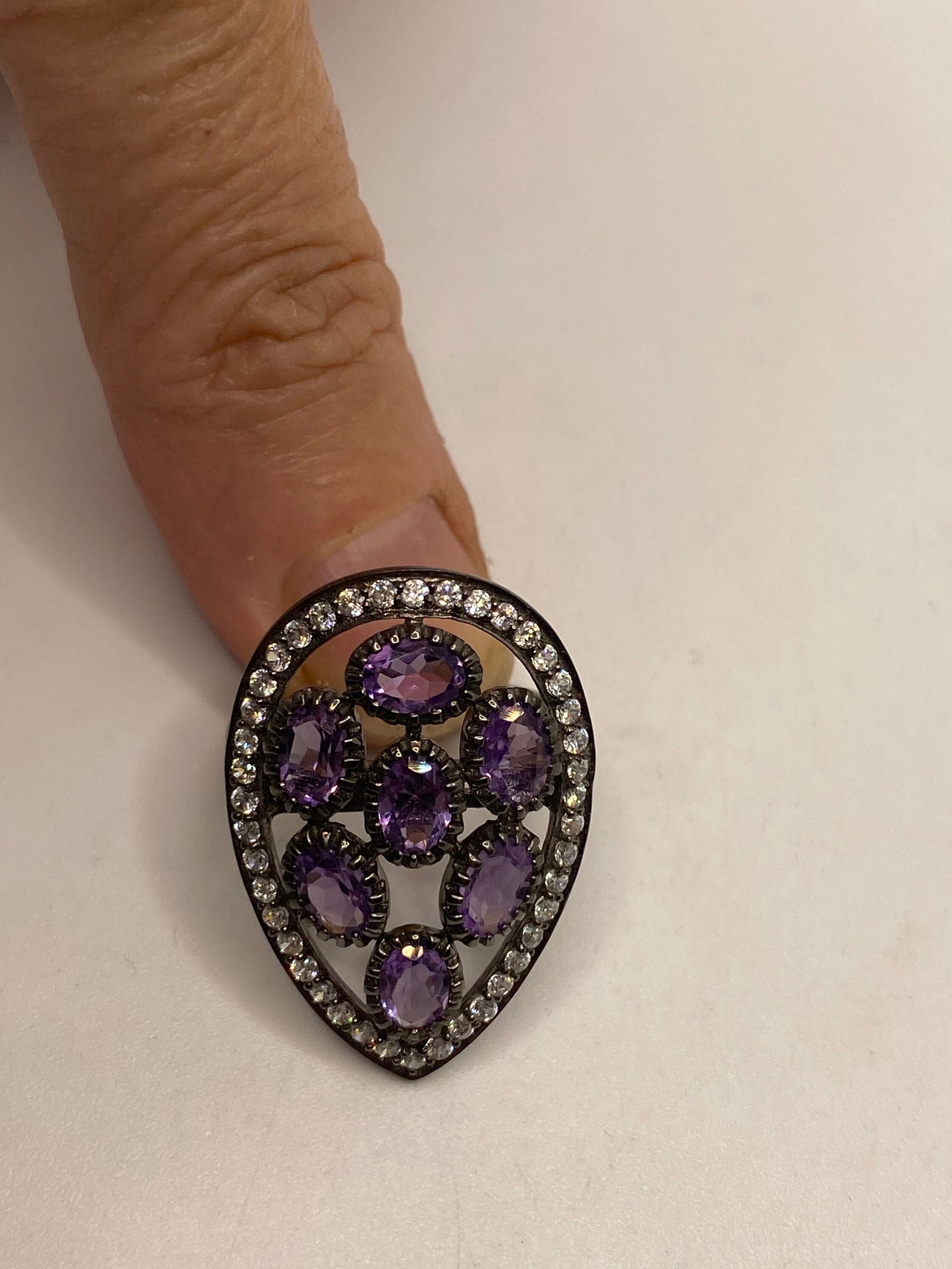 Vintage Purple Amethyst 925 Sterling Silver Ring