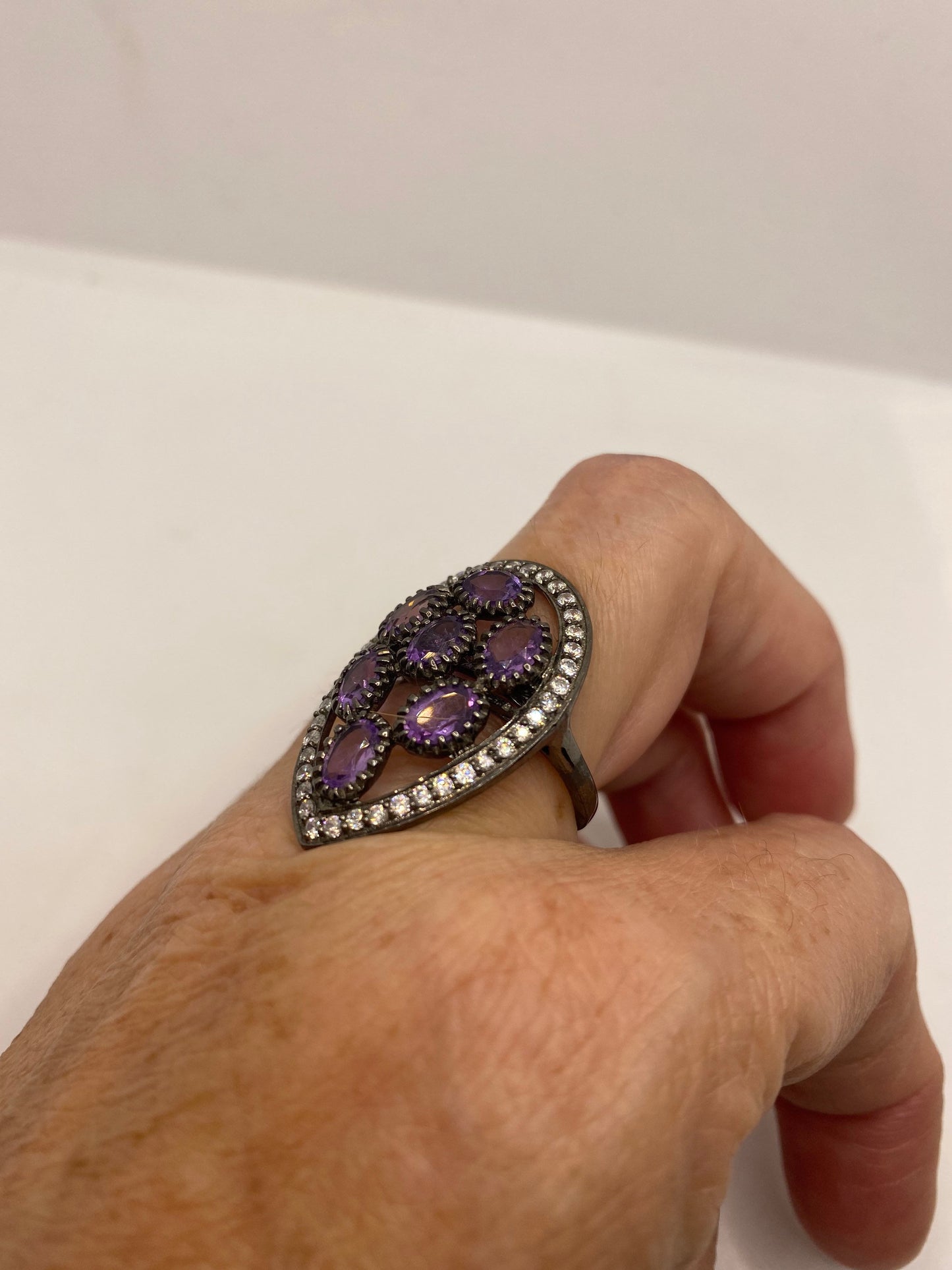 Vintage Purple Amethyst 925 Sterling Silver Ring