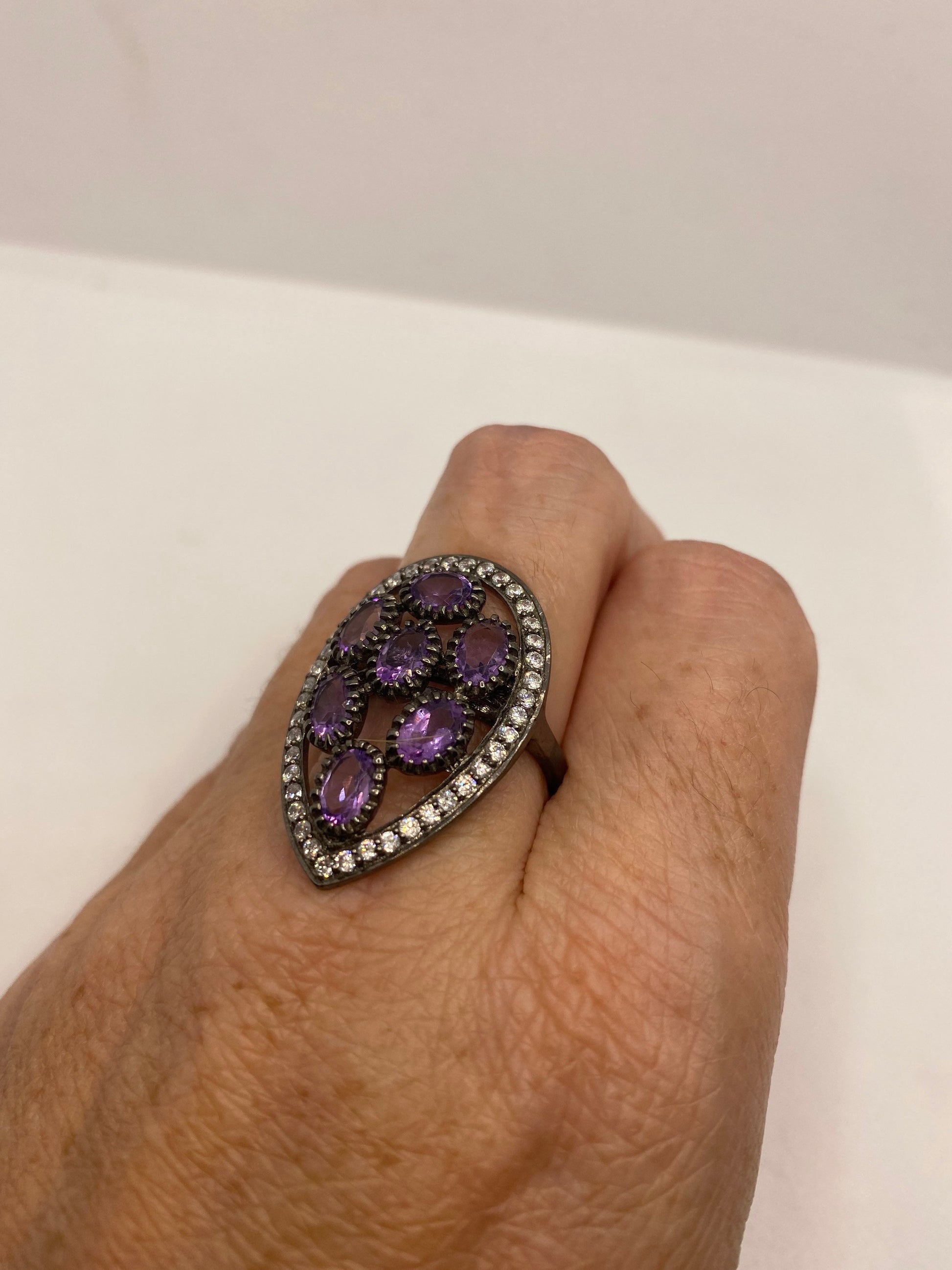 Vintage Purple Amethyst 925 Sterling Silver Ring