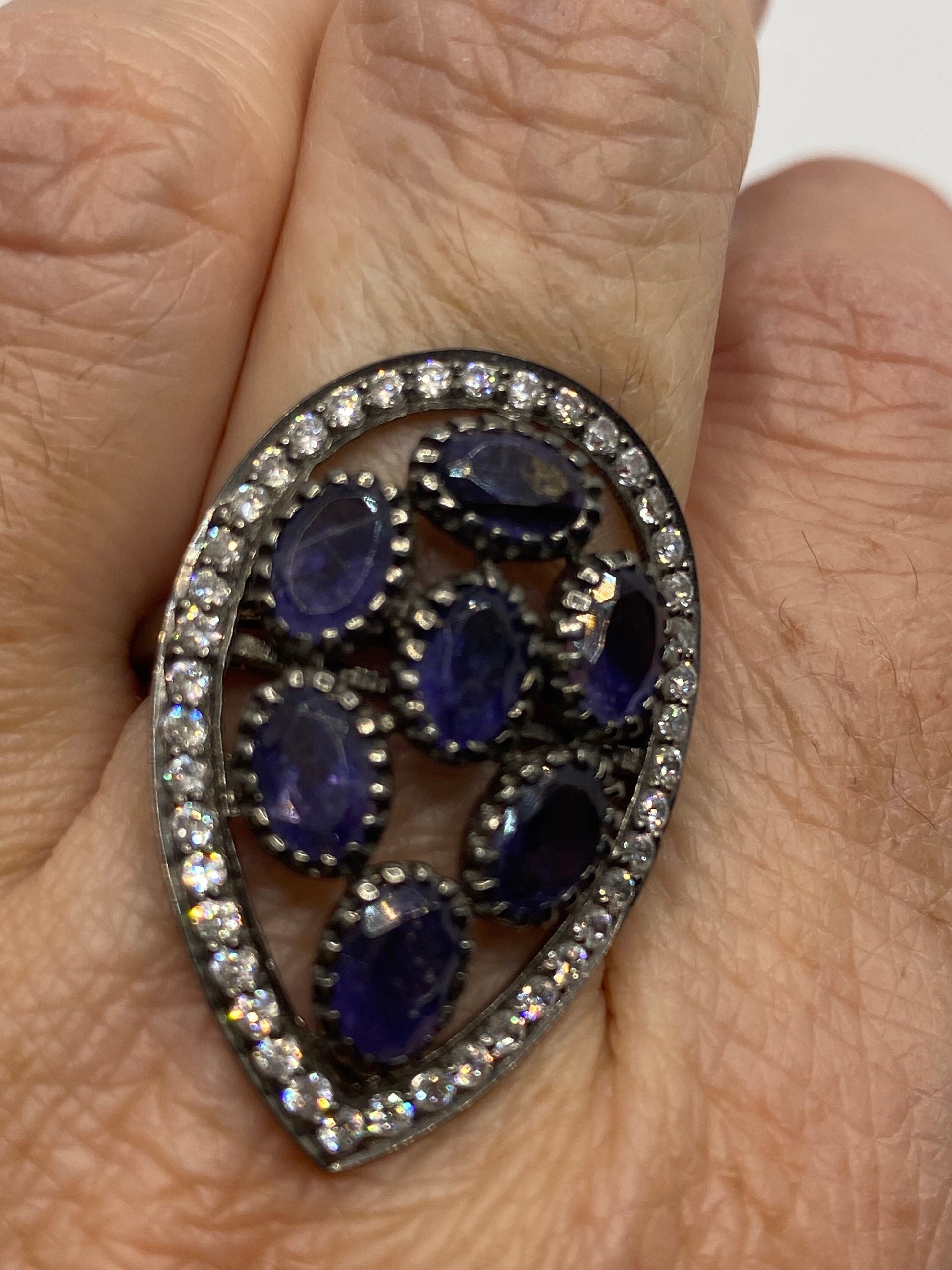 Vintage Blue Iolite 925 Sterling Silver Ring