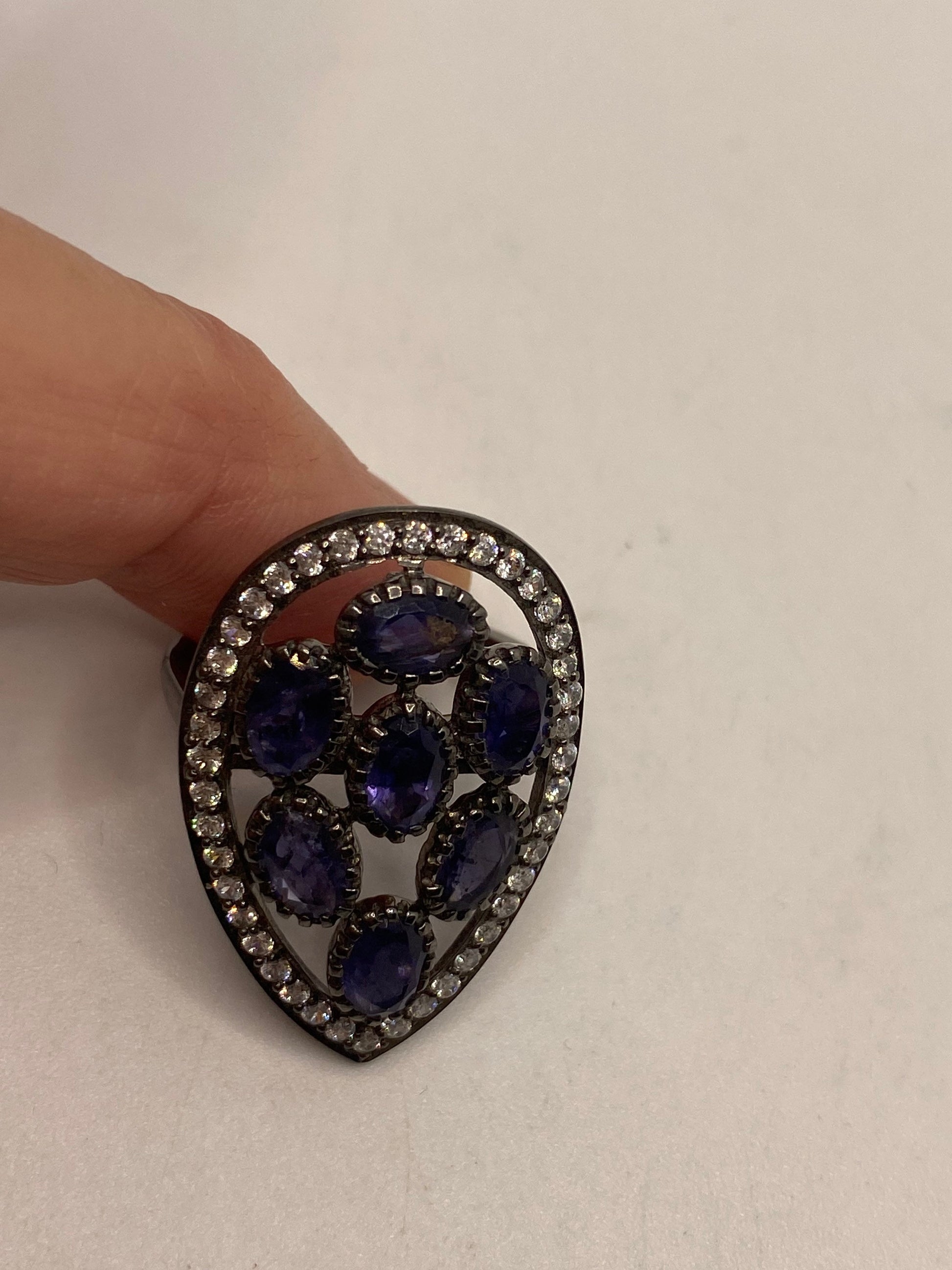 Vintage Blue Iolite 925 Sterling Silver Ring