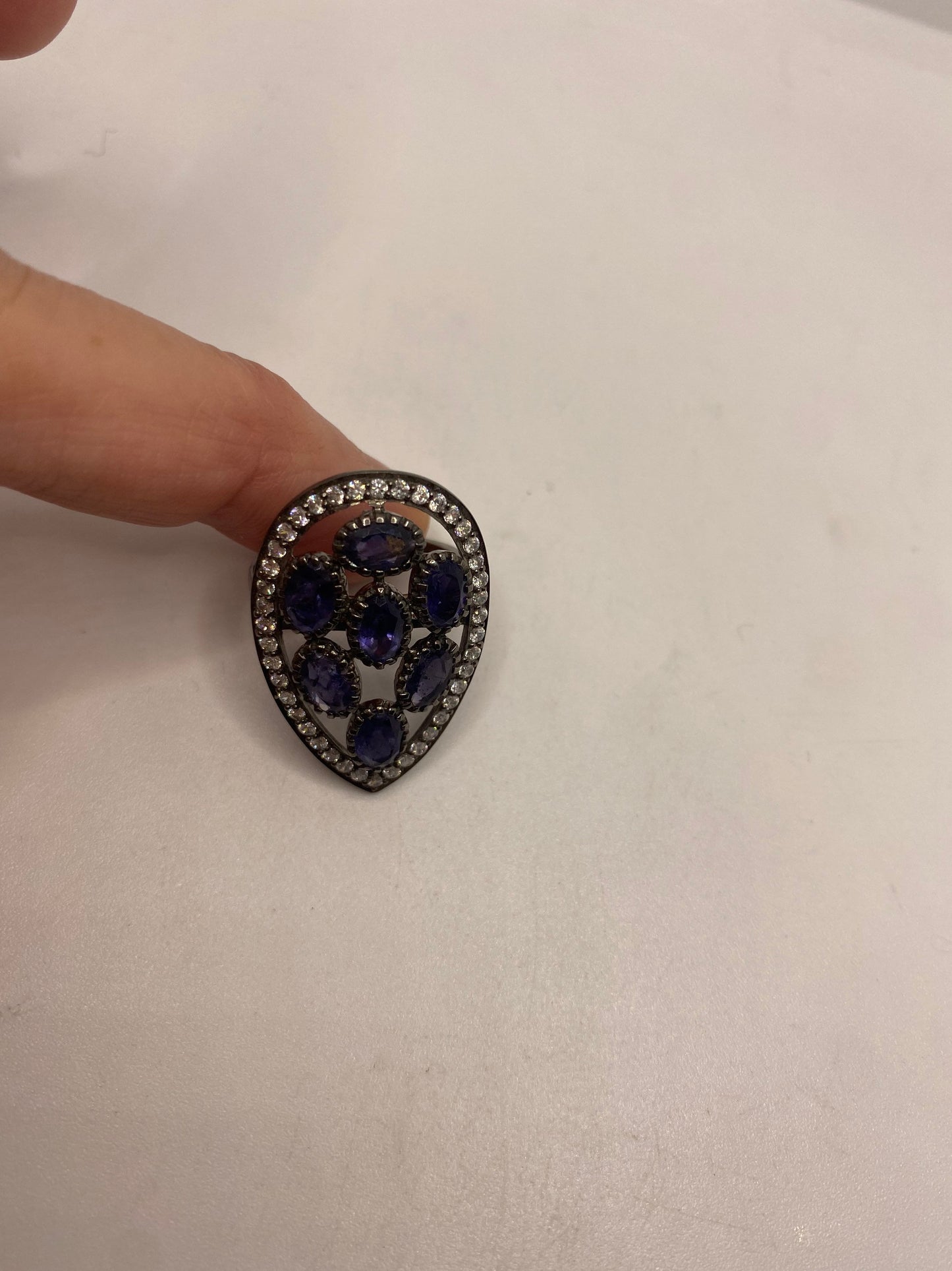 Vintage Blue Iolite 925 Sterling Silver Ring