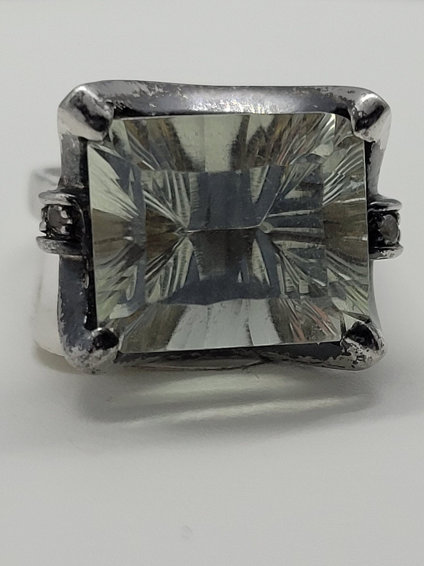Vintage White Topaz Ring in 925 Sterling Silver with White Sapphire
