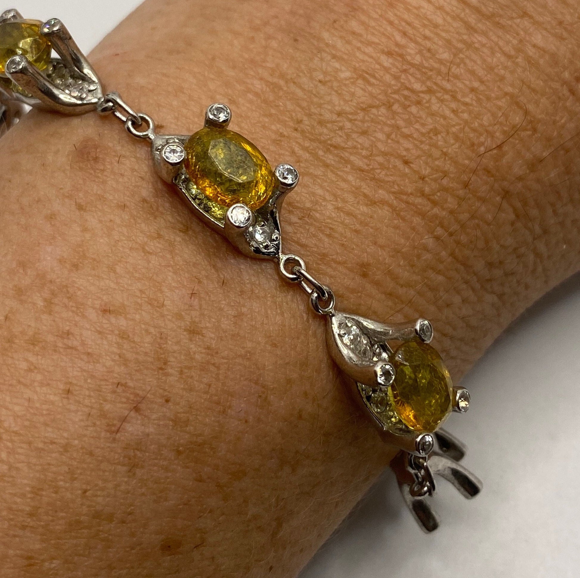 Vintage Orange Fire Opal Bracelet 925 Sterling Silver