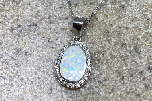 Vintage Fire Opal Choker 925 Sterling Silver Pendant Necklace