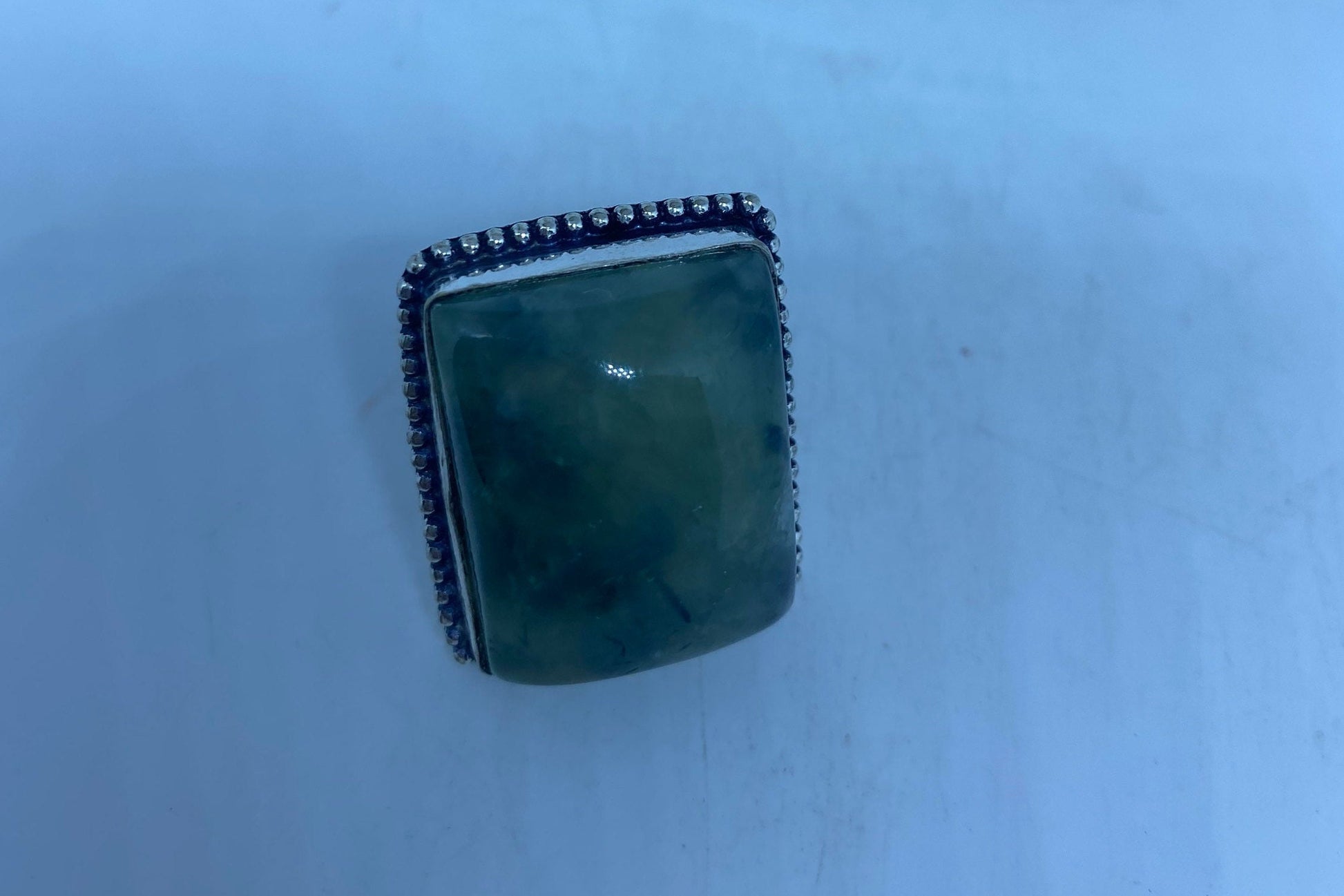 Vintage Green Nephrite Jade Ring About an Inch Long Knuckle Ring